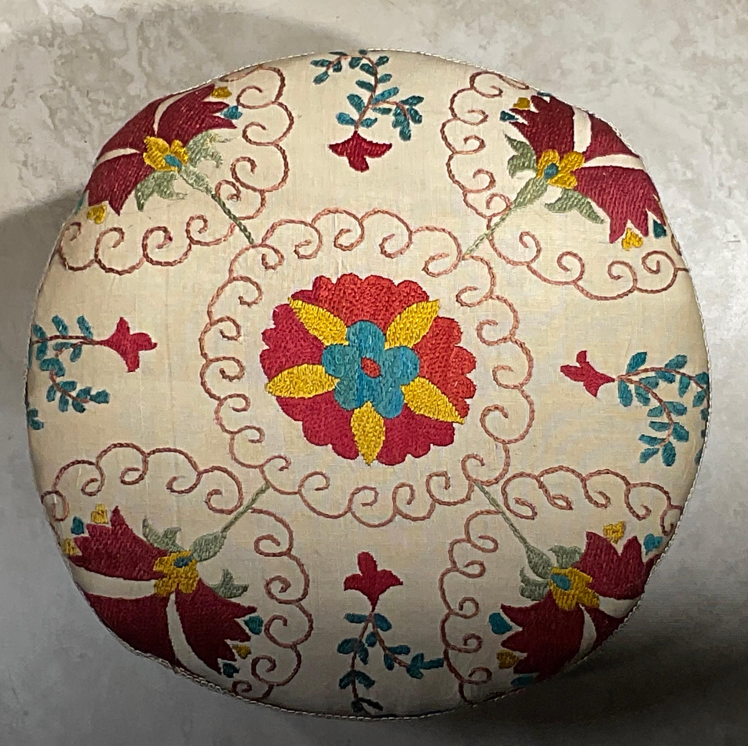 Vintage Suzani Foot Stool For Sale 1