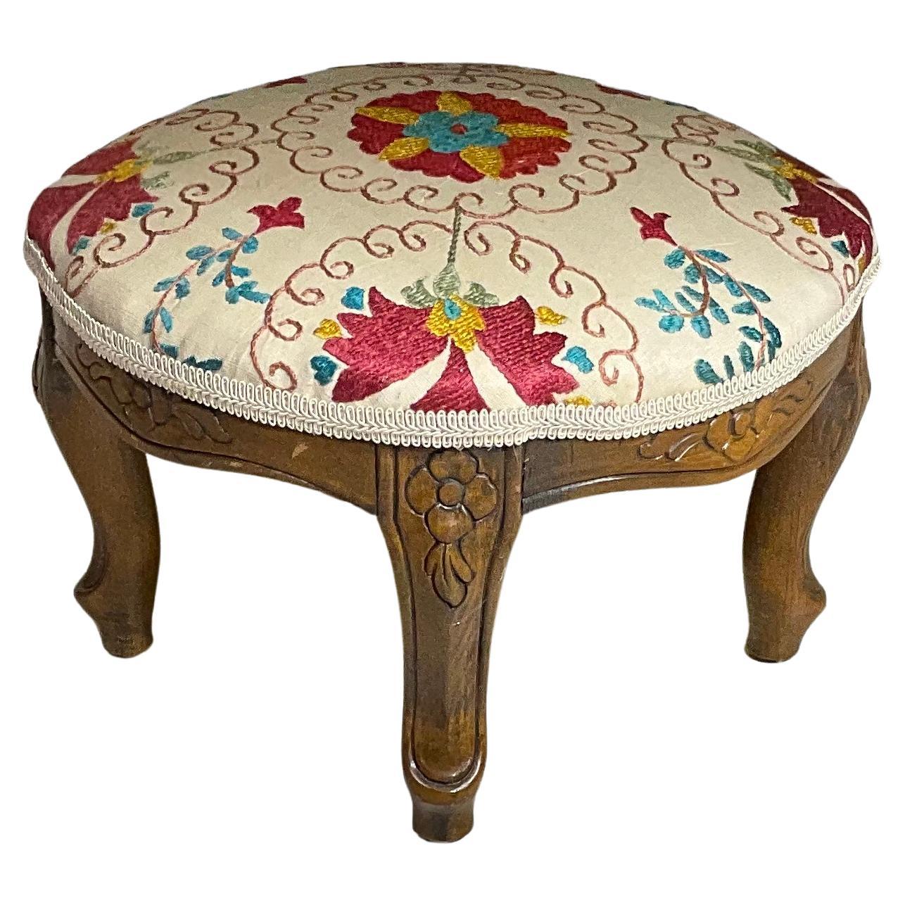 Vintage Suzani Foot Stool For Sale
