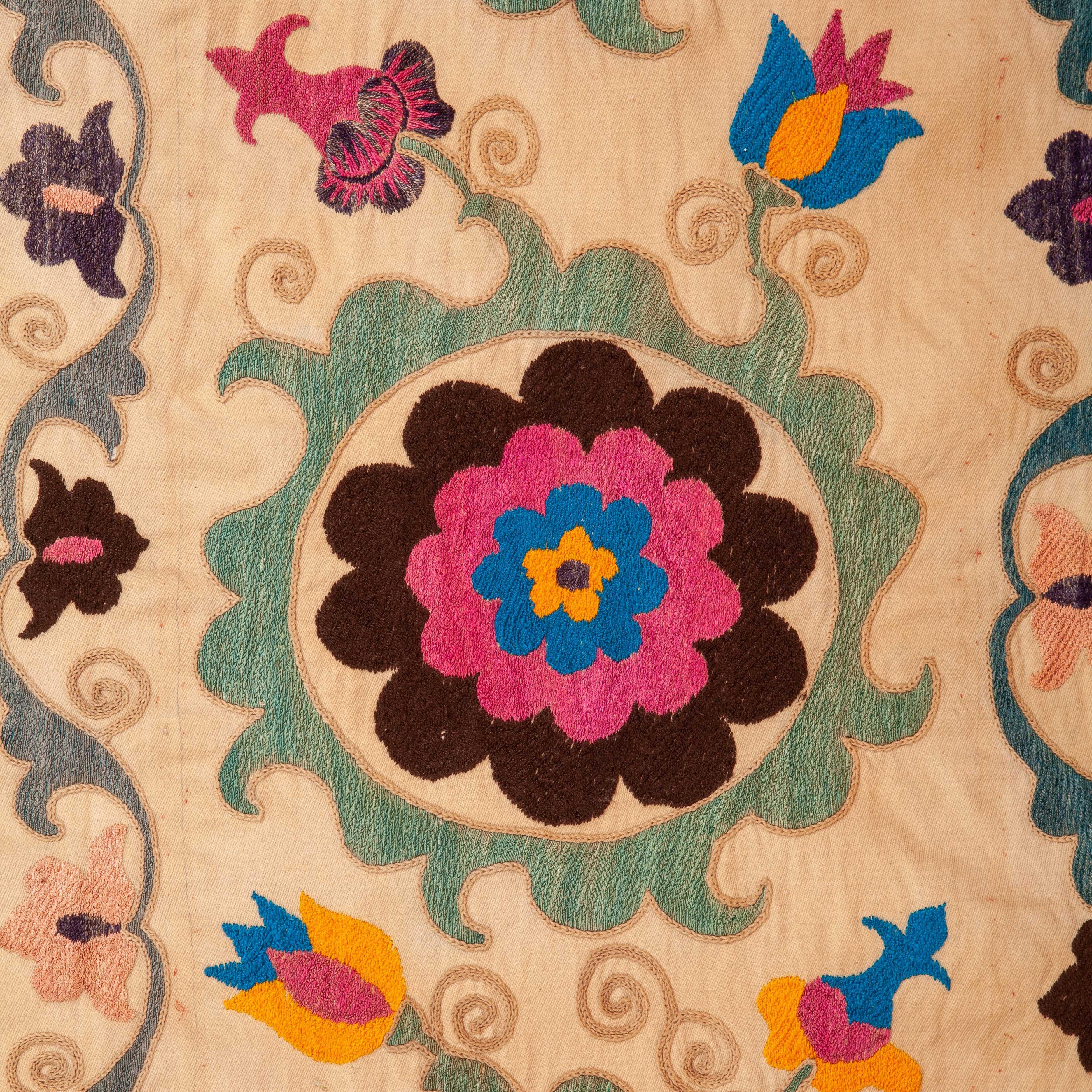 Embroidered Vintage Suzani from Bukhara Uzbekistan, 1980s
