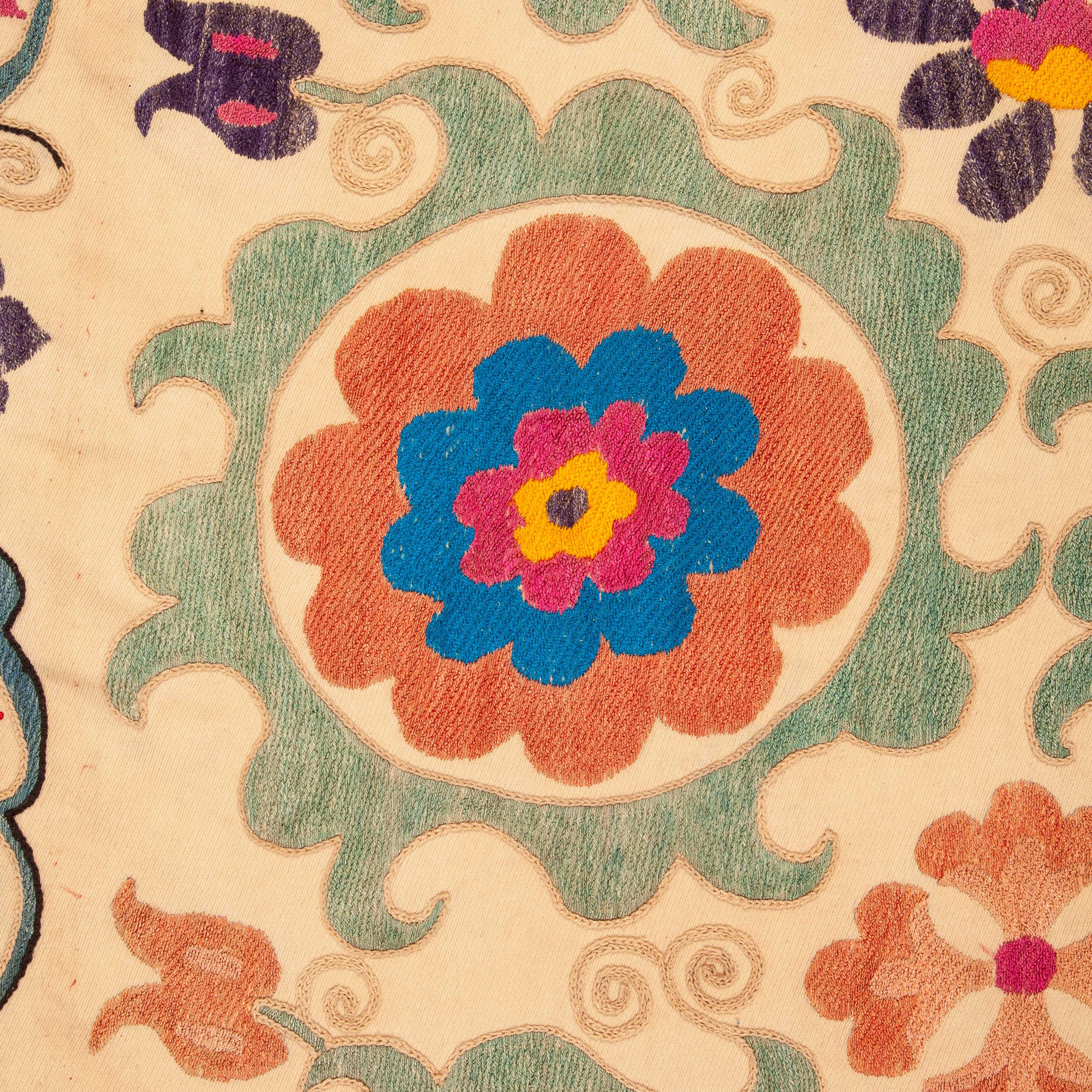 Cotton Vintage Suzani from Bukhara Uzbekistan, 1980s