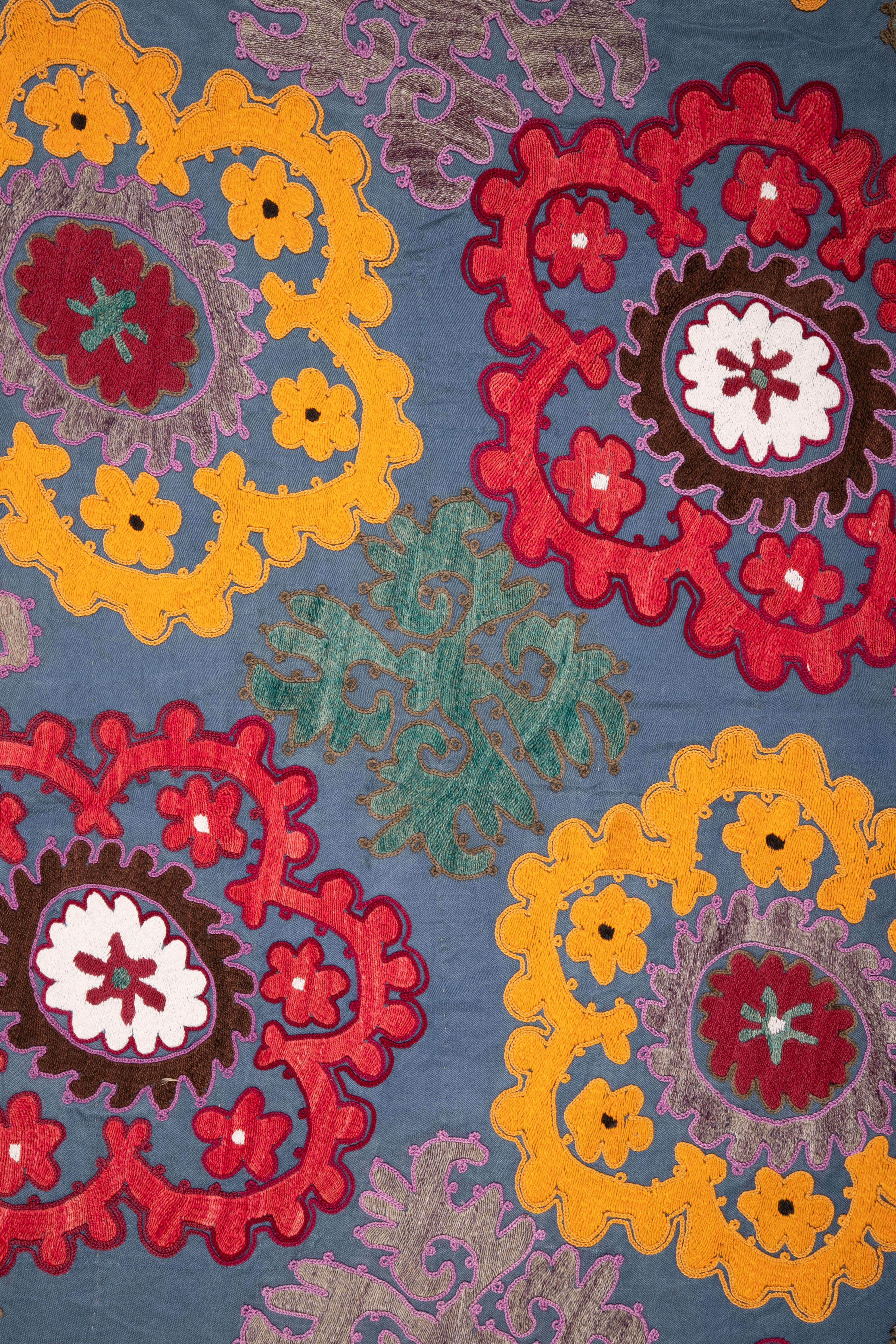 Embroidered Vintage Suzani from Uzbekistan, Central Asia, 1970s For Sale