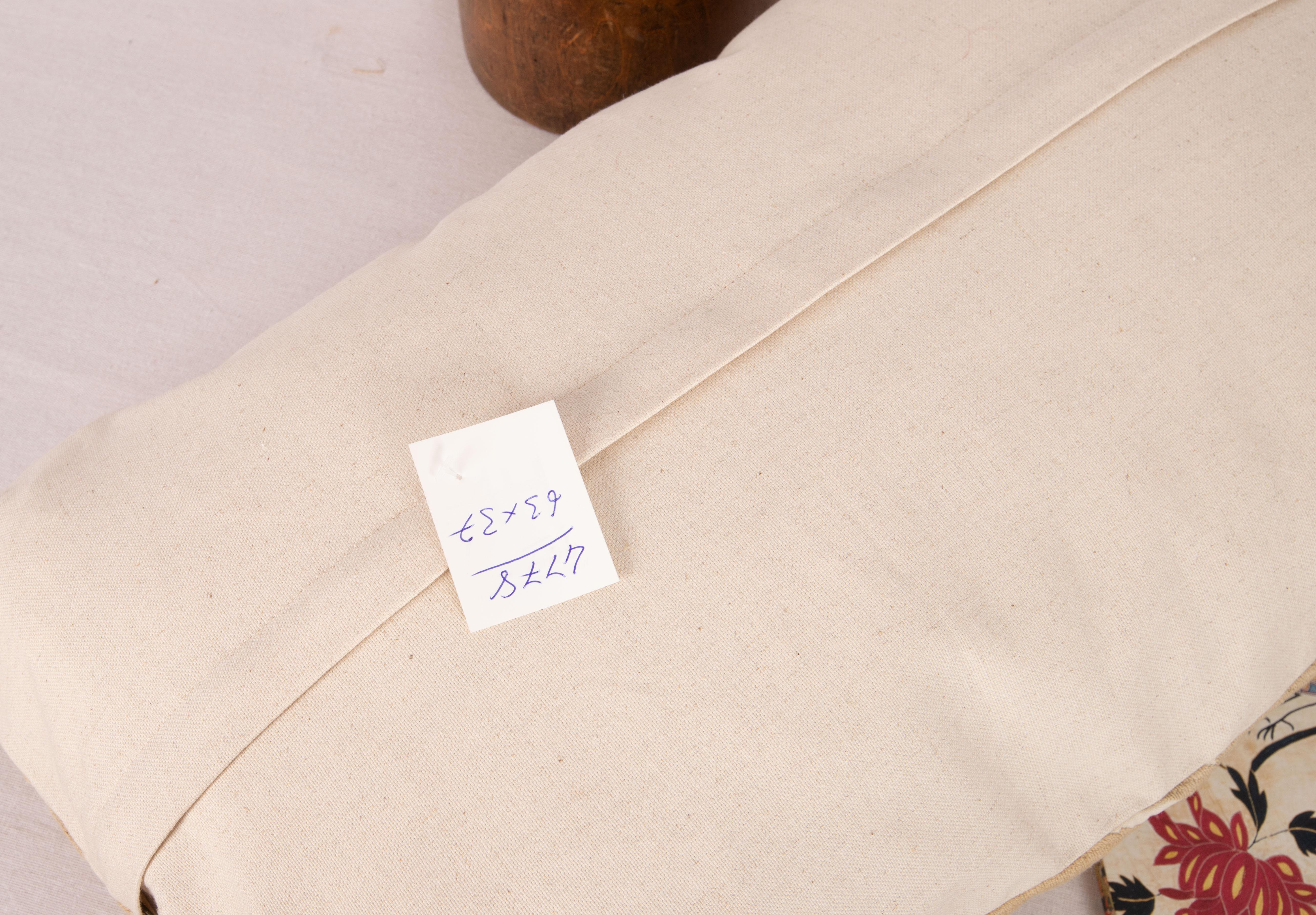 Cotton Vintage Suzani Lumbar Pillow Case, Mid 20th C. For Sale