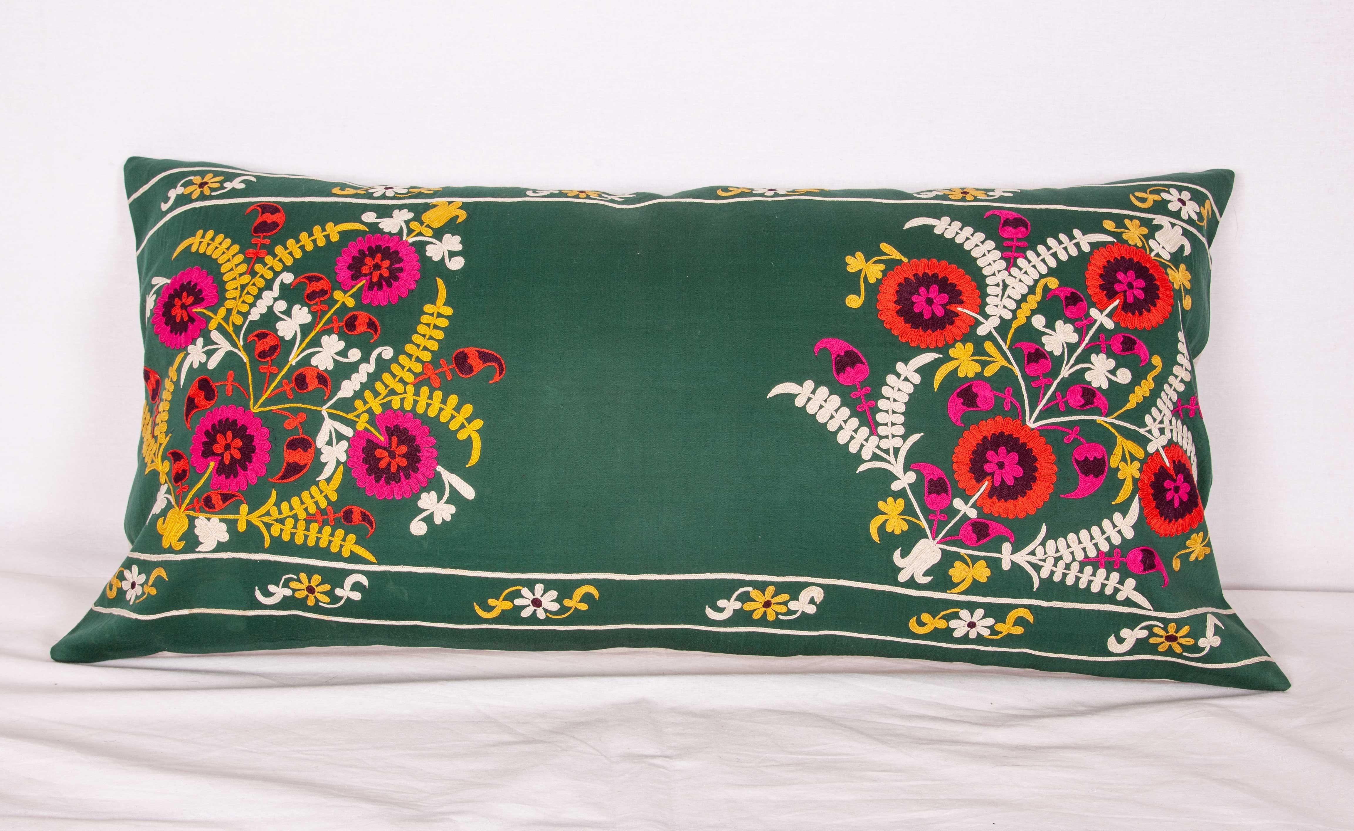 Silk Vintage Suzani Pillow Case, Cuhion Cover, Mid-20th Century