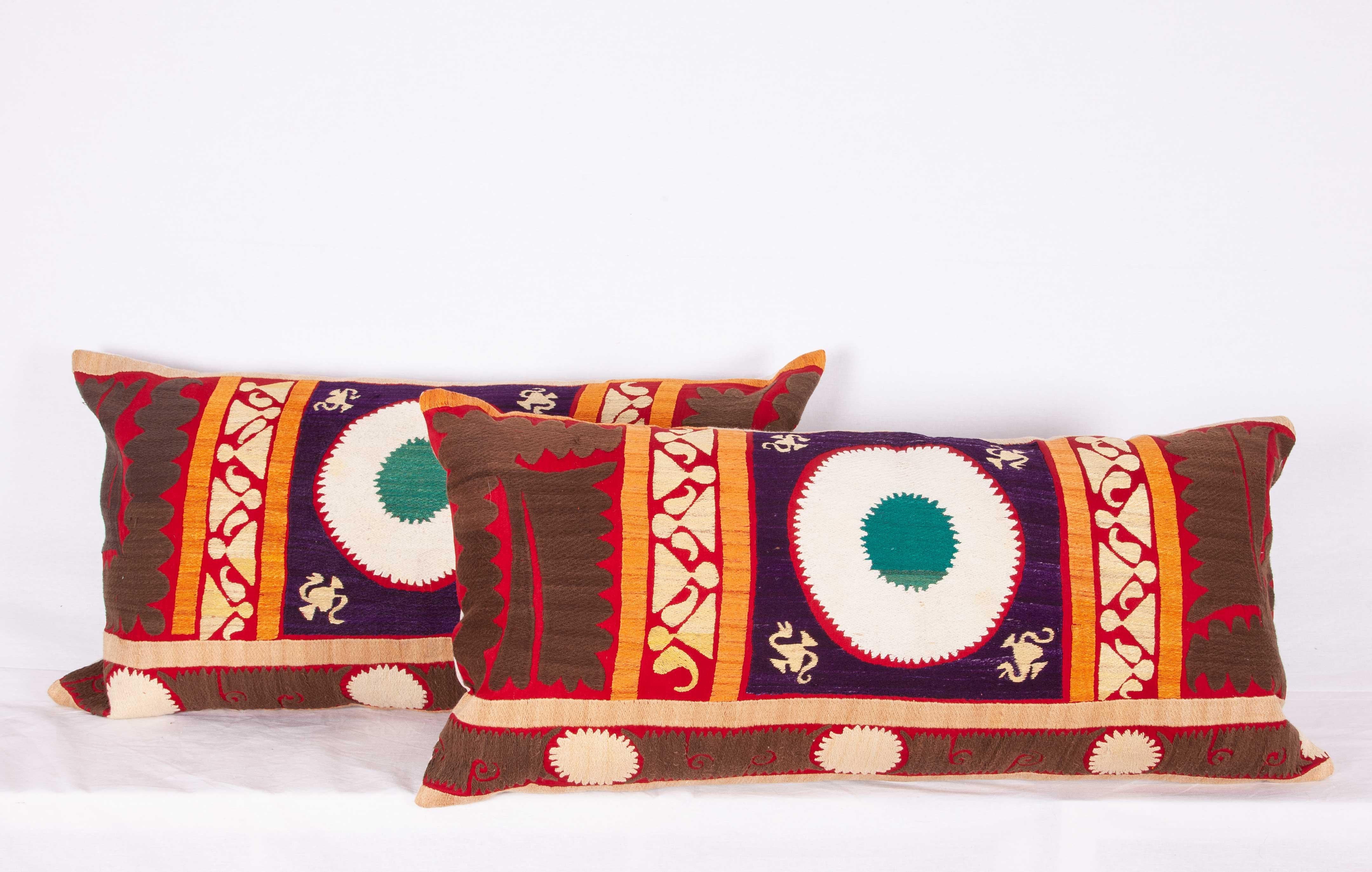 Uzbek Vintage Suzani Pillow Cases / Cushion Covers Made from a Mid-20th Century Suzani For Sale