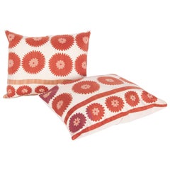 Vintage Suzani Pillow Cases / Cushion Covers Made from a Mid-20th Century Suzani