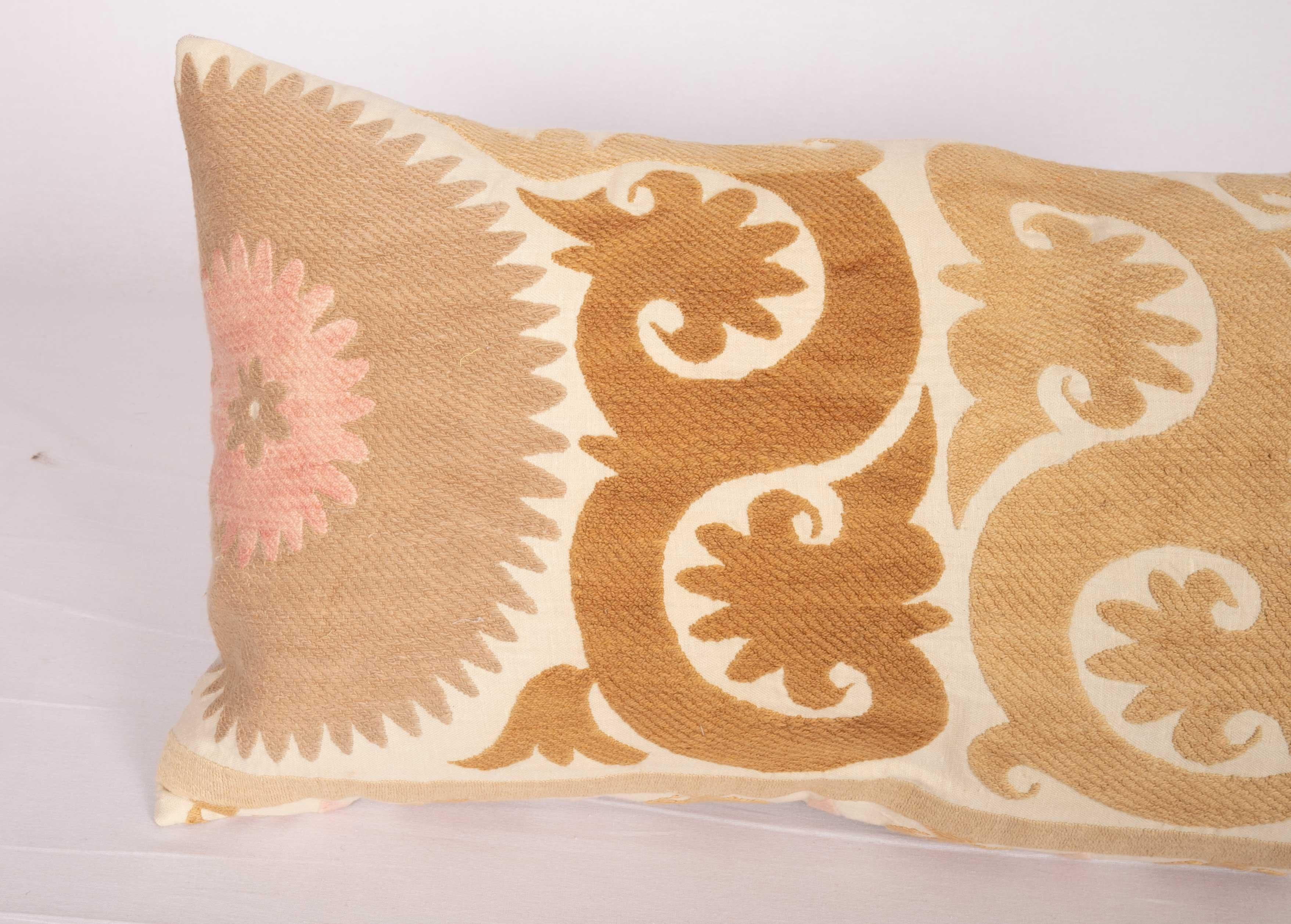 Uzbek Vintage Suzani Pillow Fashioned from a Mid-20th Century Samarkand Suzani For Sale