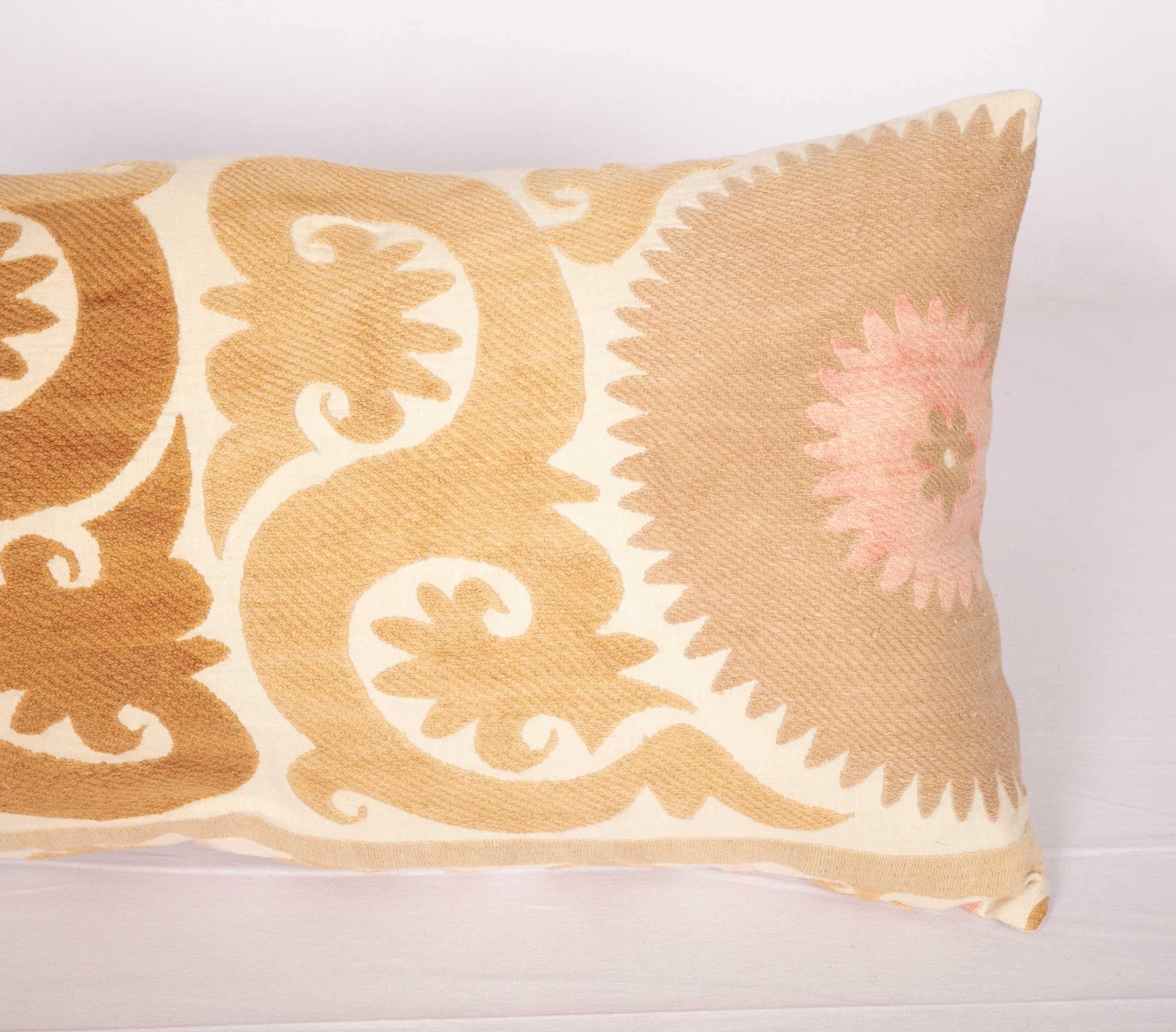 Embroidered Vintage Suzani Pillow Fashioned from a Mid-20th Century Samarkand Suzani For Sale