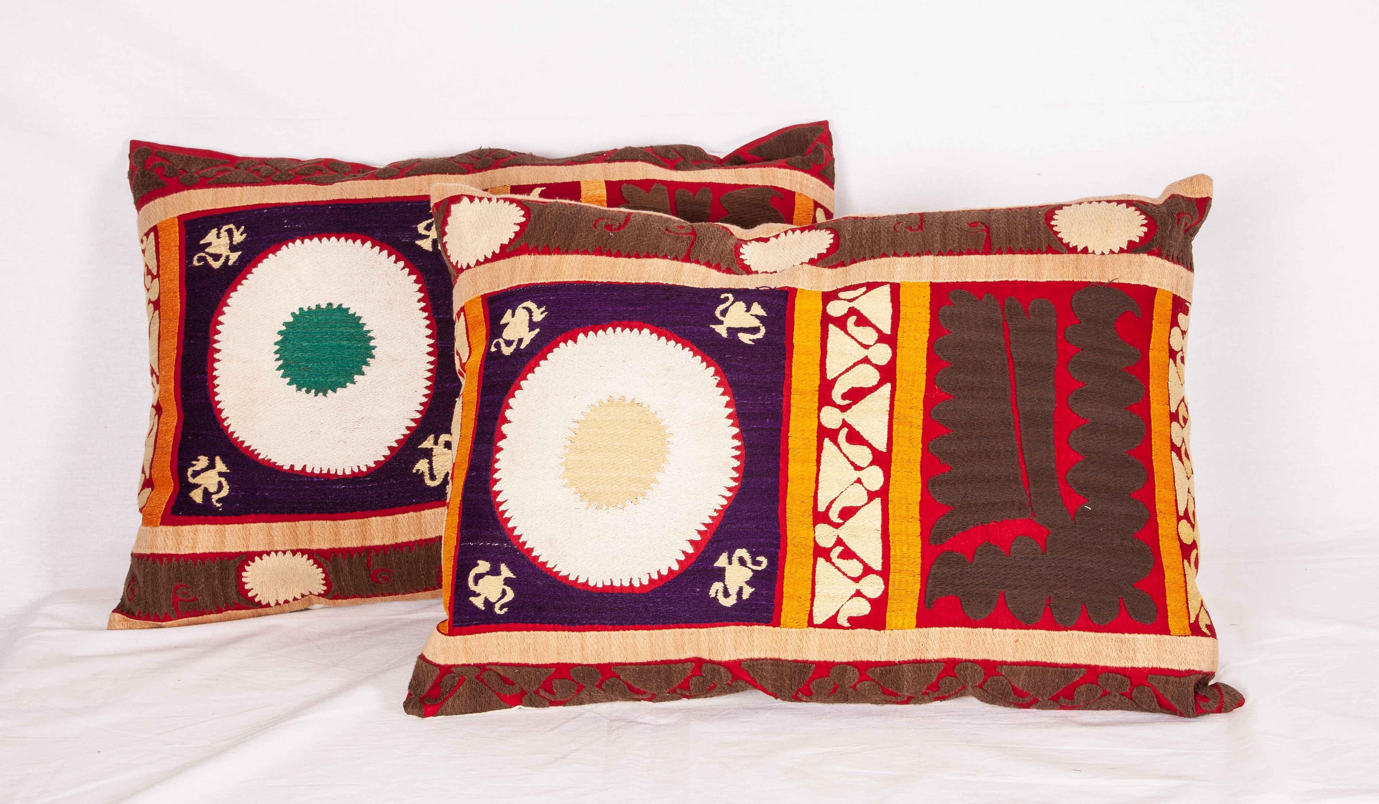 Uzbek Vintage Suzani Pillow Cases, Cushion Covers, Mid-20th Century