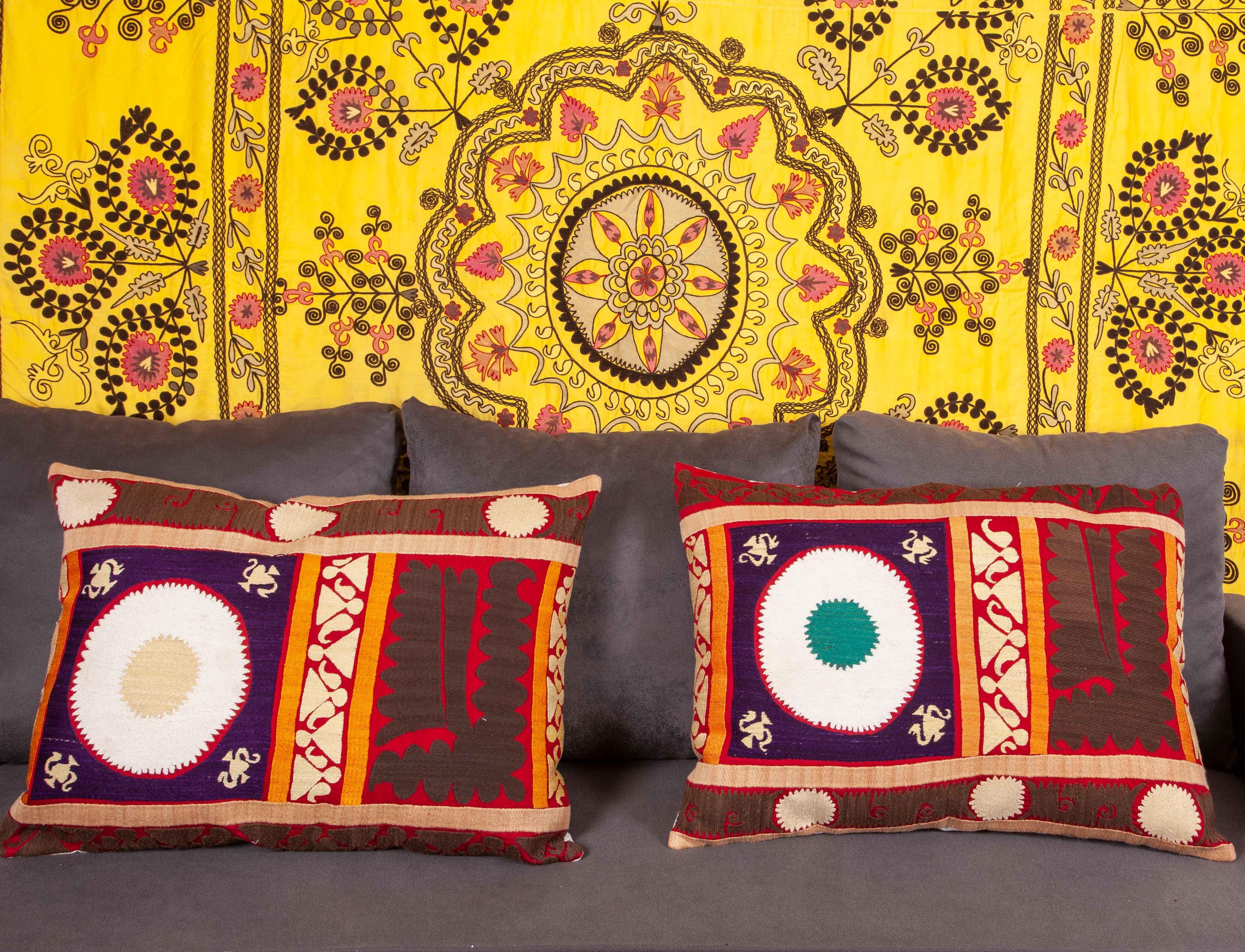 Cotton Vintage Suzani Pillow Cases, Cushion Covers, Mid-20th Century