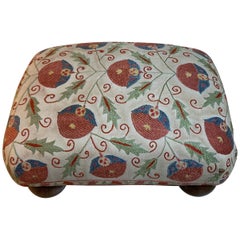 Vintage Suzani Upholstered Foot Stool