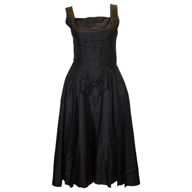 1950's Suzy Perette Black Silk Full Skirt Party Dress at 1stDibs