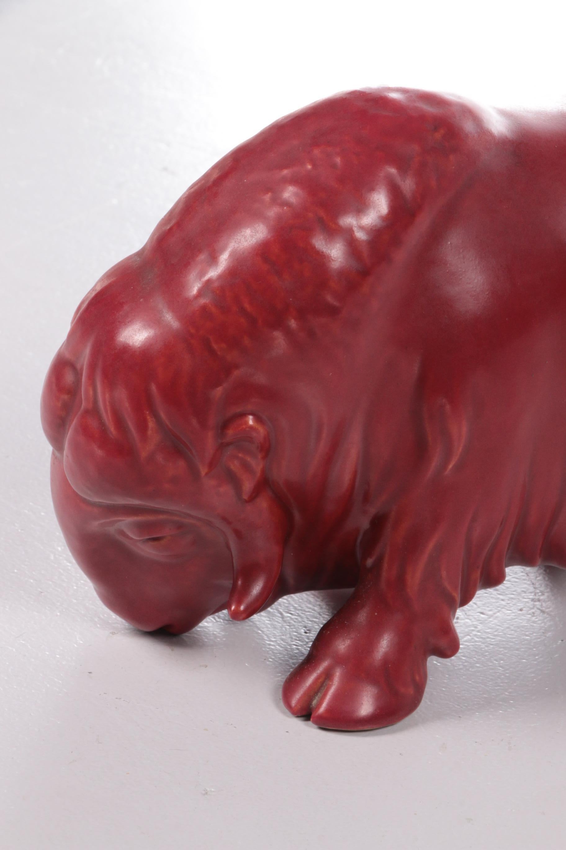 Vintage S.V. Lindhart Ceramic Bull Made Denmark 5