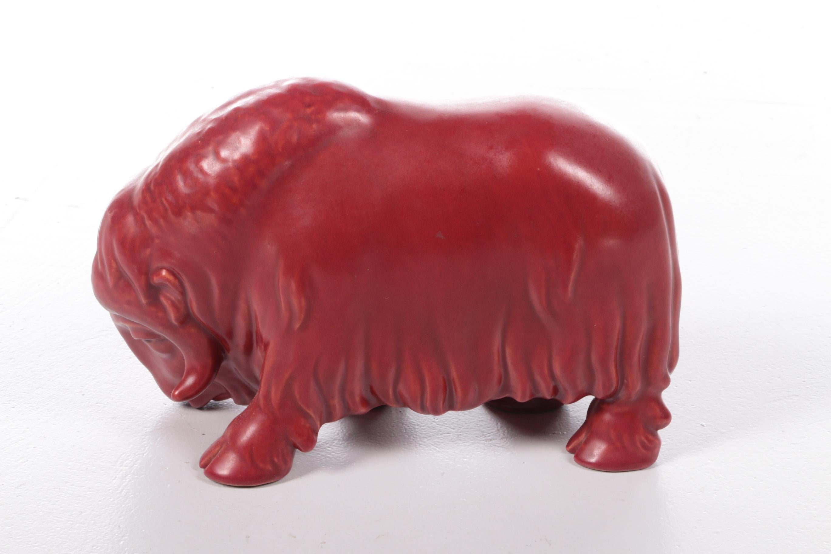 Vintage S.V. Lindhart Ceramic Bull Made Denmark 2