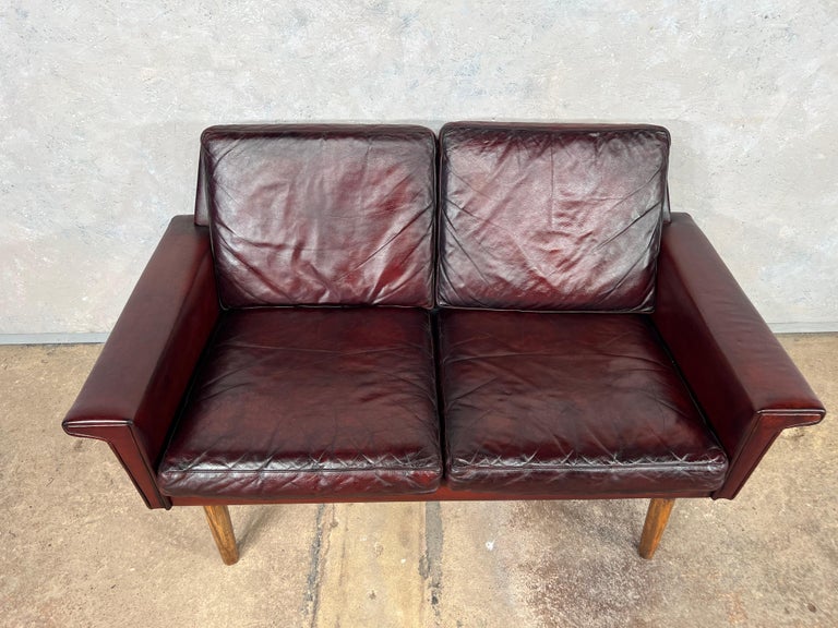 Picture of Vintage Svend Skipper Danish 1970 Deep Cherry Leather 2 Seater Leather ...