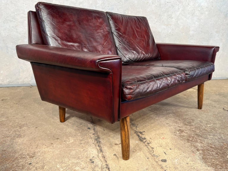 Vintage Svend Skipper Danish 1970 Deep Cherry Leather 2 Seater Leather ... - Deep Grey Scandinavian Leather Sofa