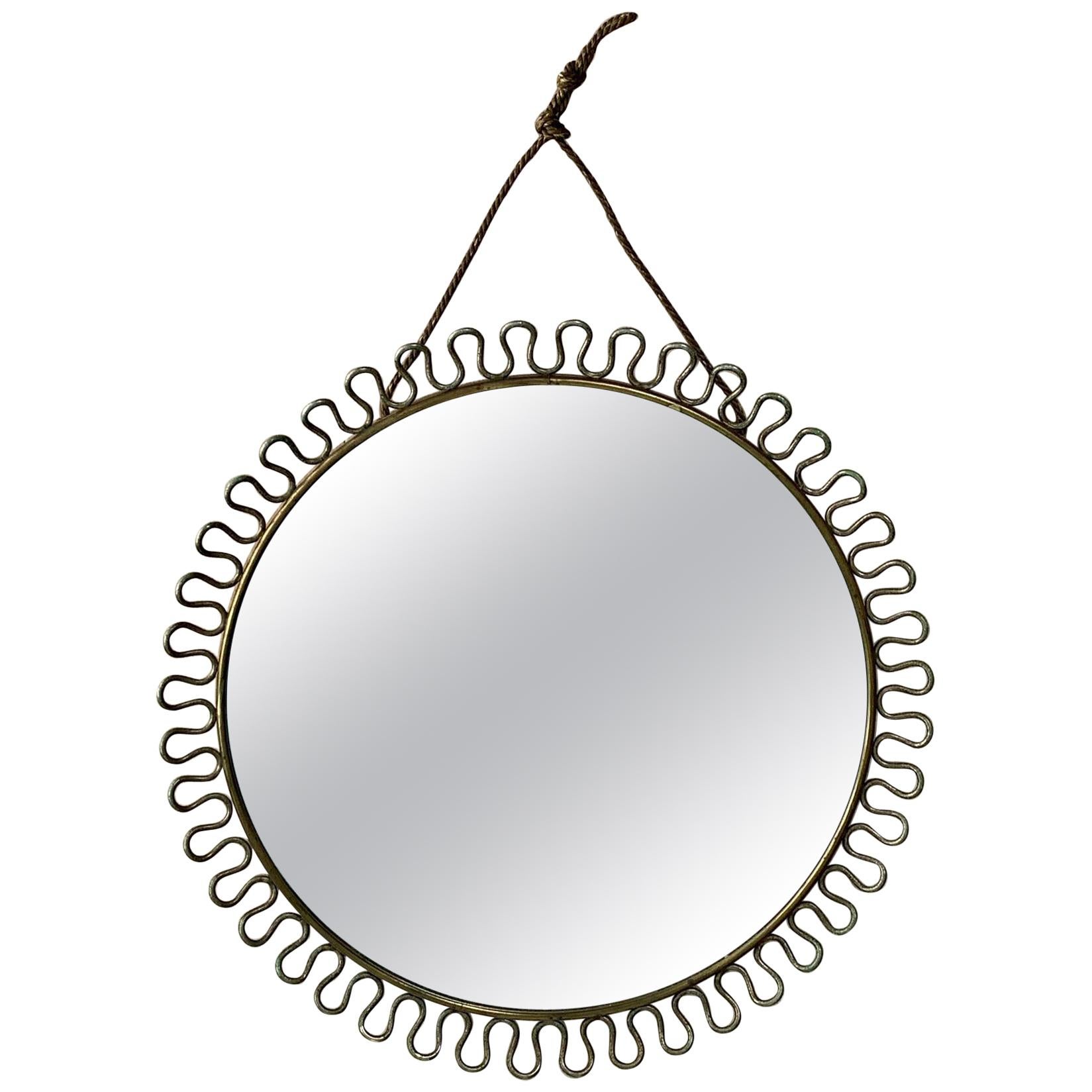 Vintage Svenskt Tenn Josef Frank Swedish Brass Circular Hooped Mirror