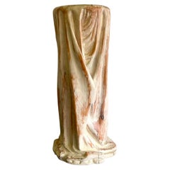 Vintage Swag Carved Cerused Wood Pedestal