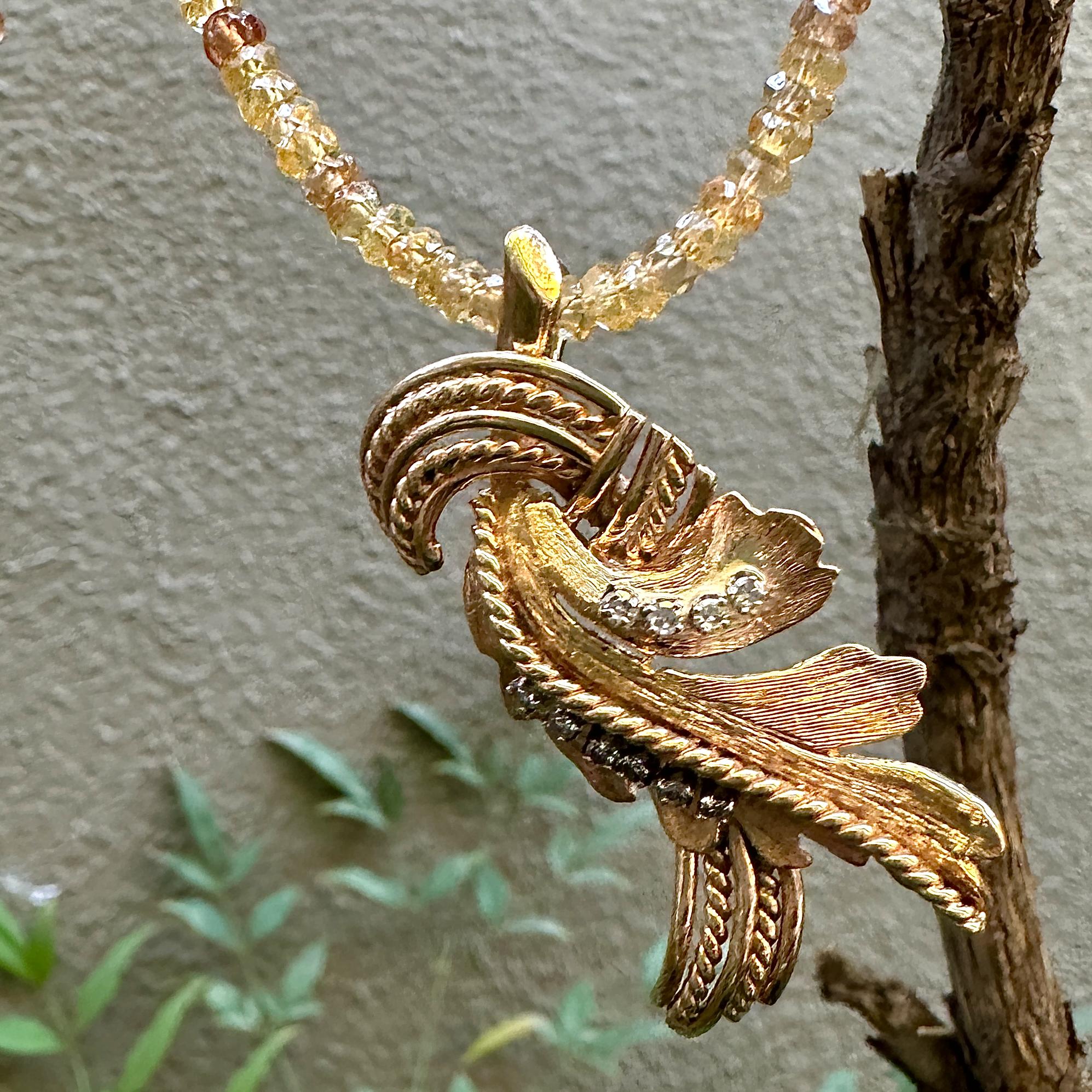 Vintage Swag Pendant in Yellow Gold & Diamonds with 18