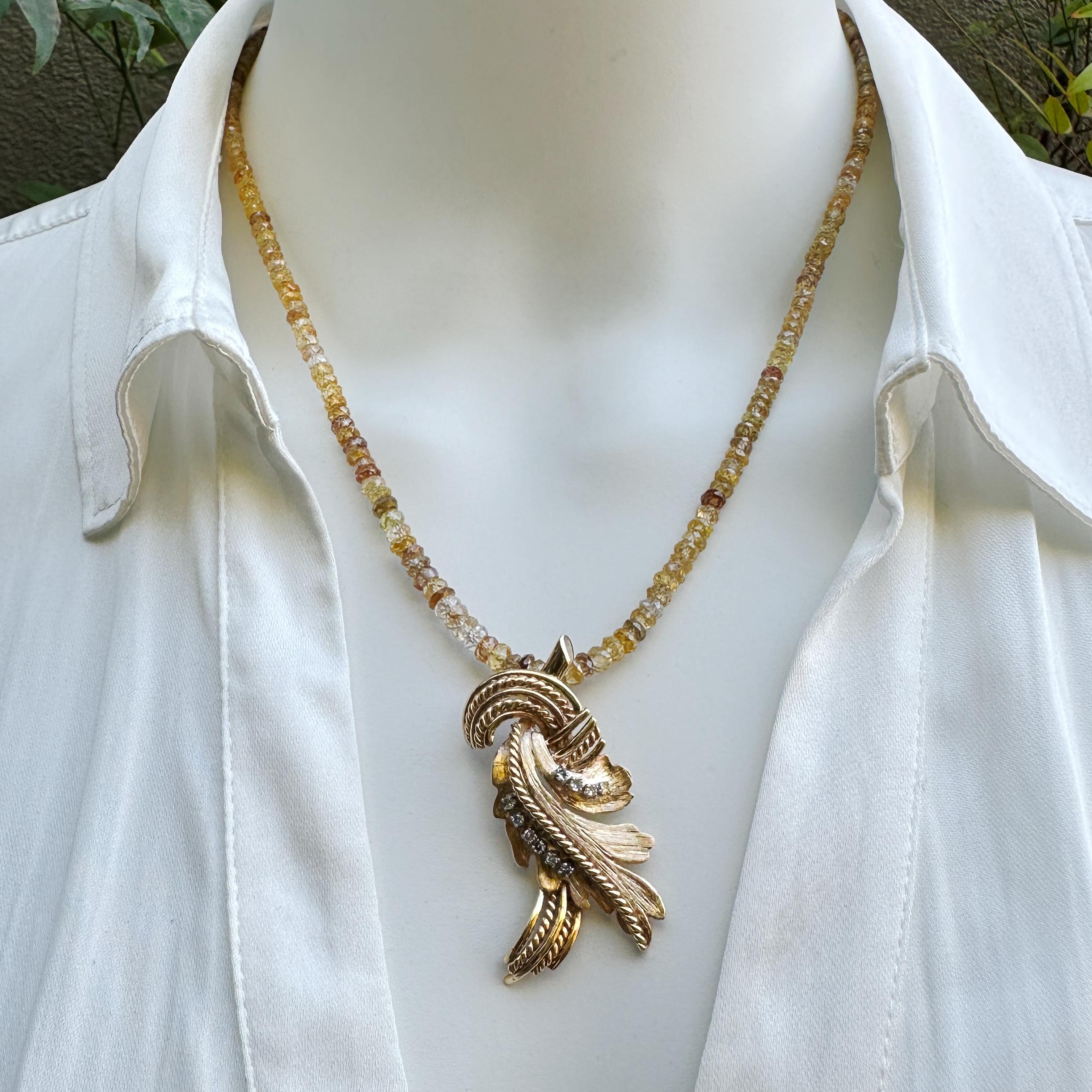 Vintage Swag Pendant in Yellow Gold & Diamonds with 18