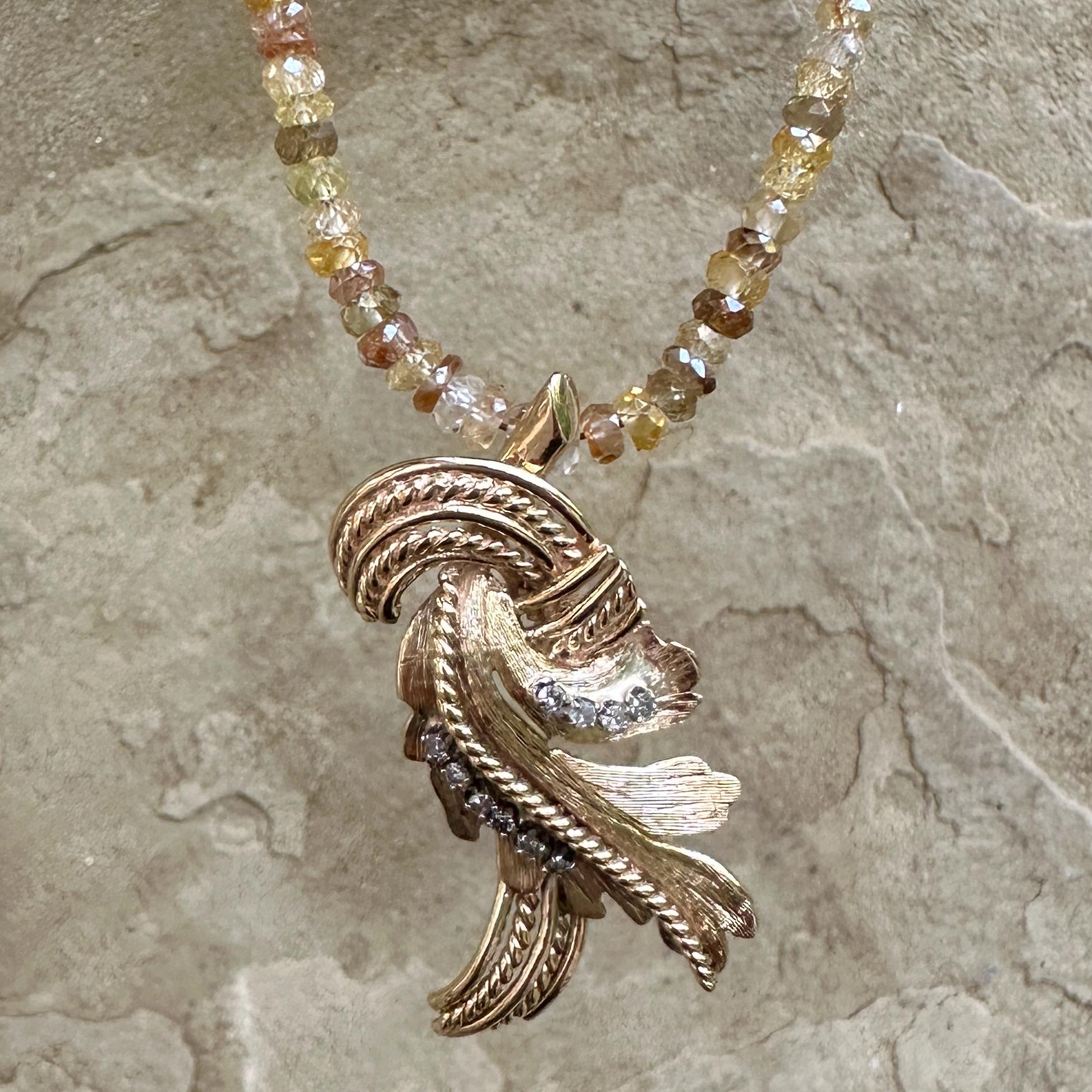 Women's Vintage Swag Pendant in Yellow Gold & Diamonds with 18