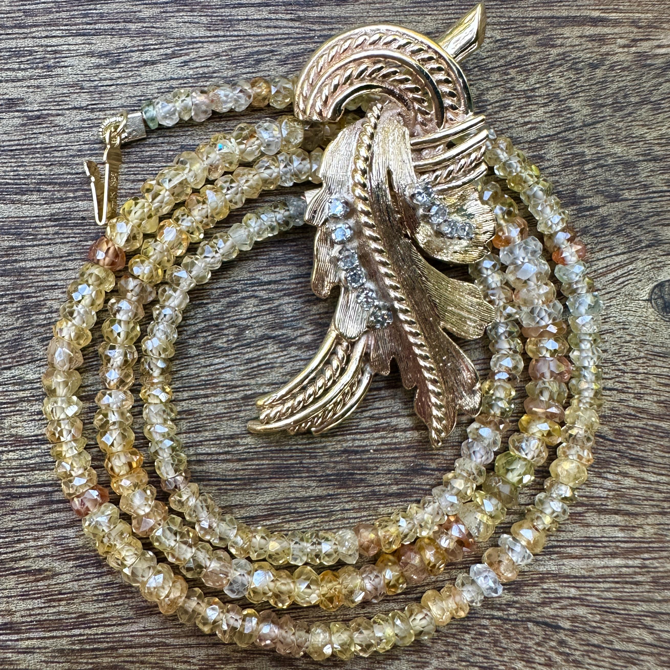 Vintage Swag Pendant in Yellow Gold & Diamonds with 18