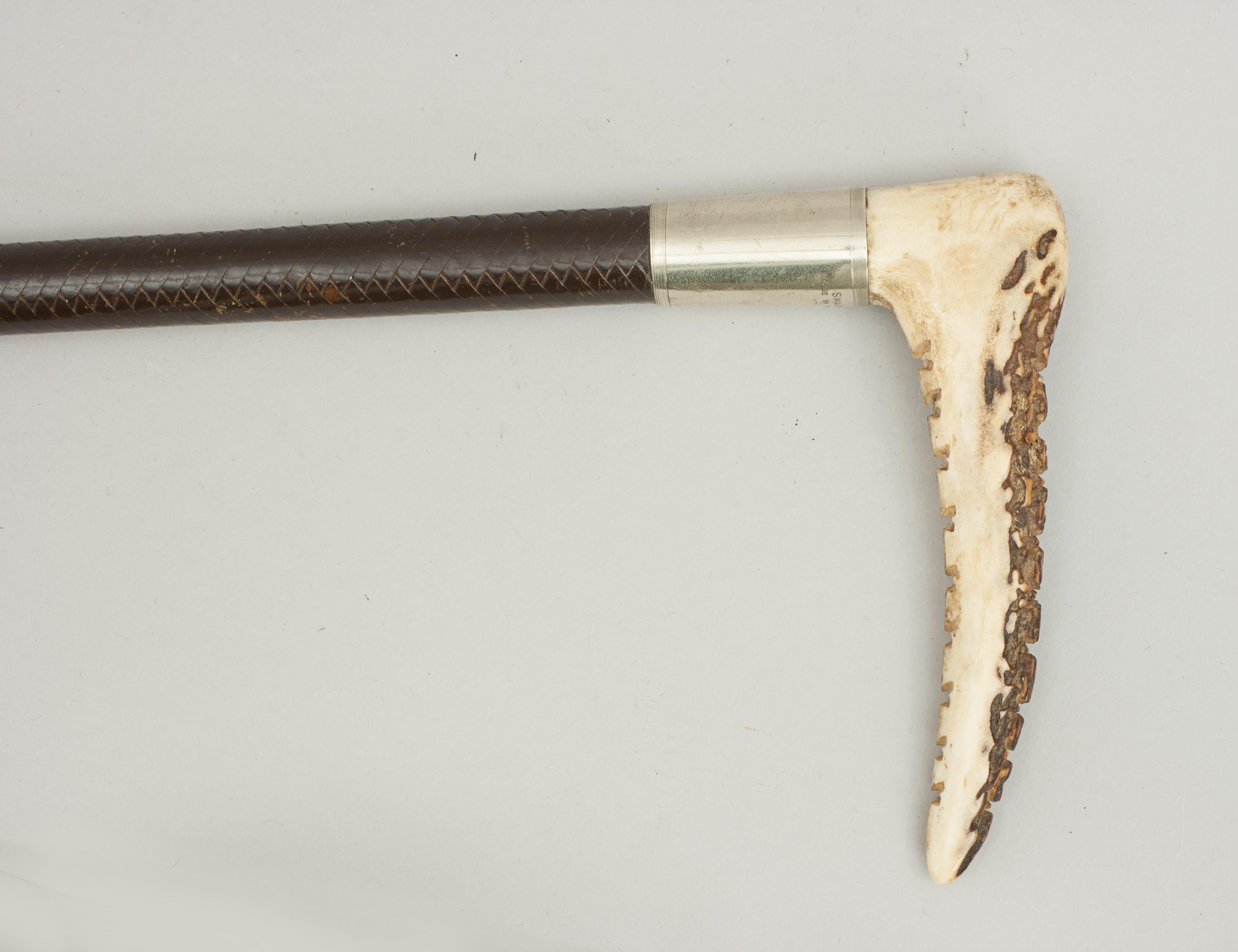 Vintage Swaine Jagdpeitsche:: Reitgerte mit Geweihgriff (Frühes 20. Jahrhundert)