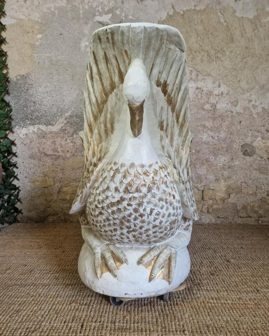 Vintage Swan Armchair Hand Carved Solid Wood For Sale 1