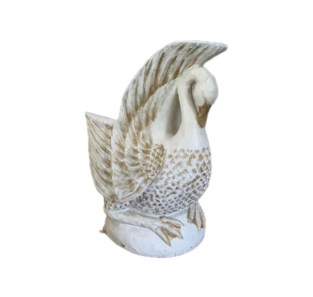 Vintage Swan Armchair Hand Carved Solid Wood For Sale 2