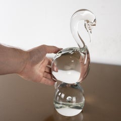 Vintage Swan bird Sculpture in clear venetian Murano glass, Italy in stock