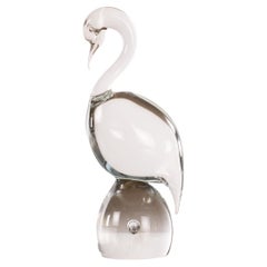 Vintage Swan bird Sculpture in clear venetian Murano glass, Italy in stock