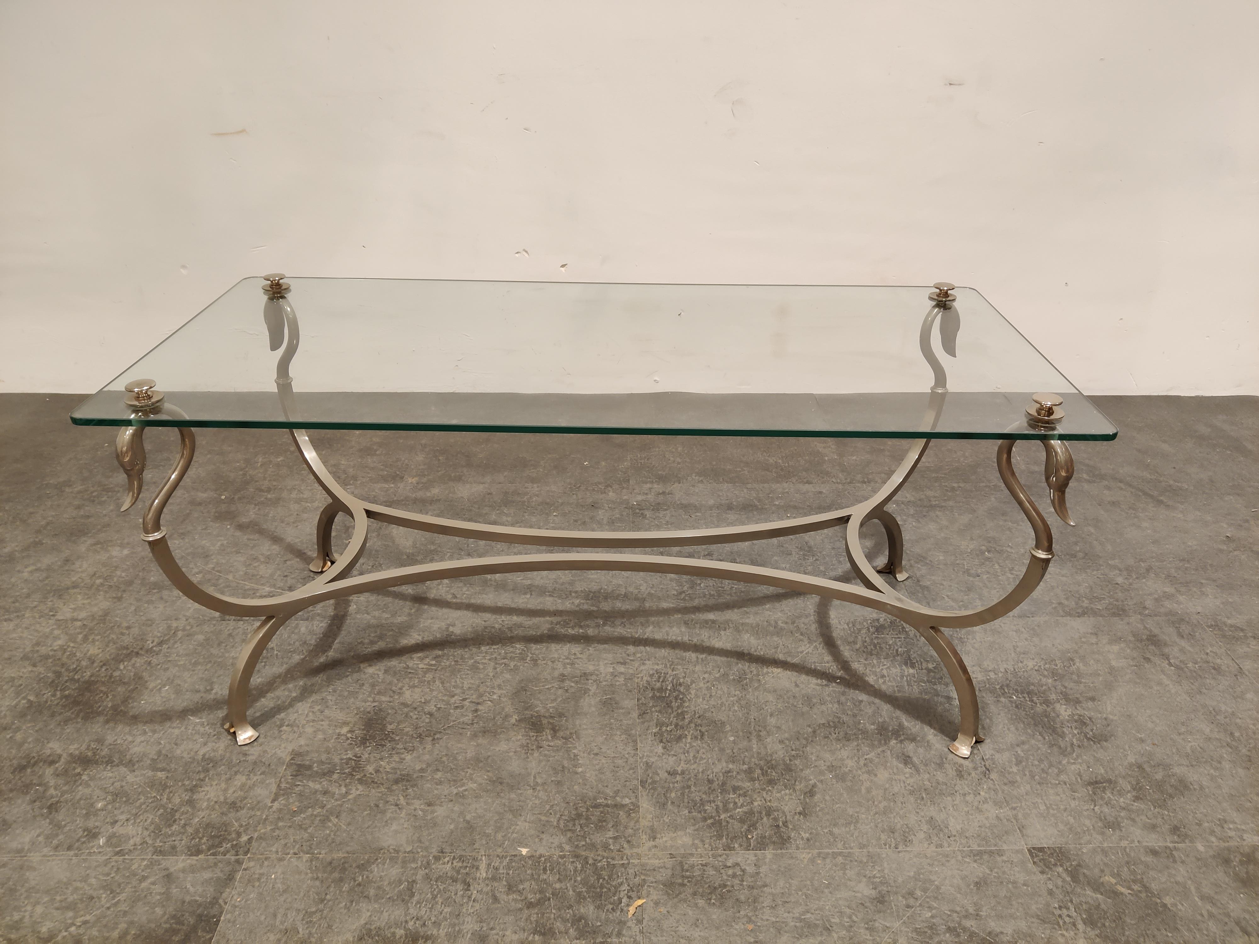 Hollywood Regency Vintage Swan Coffee Table, 1970s