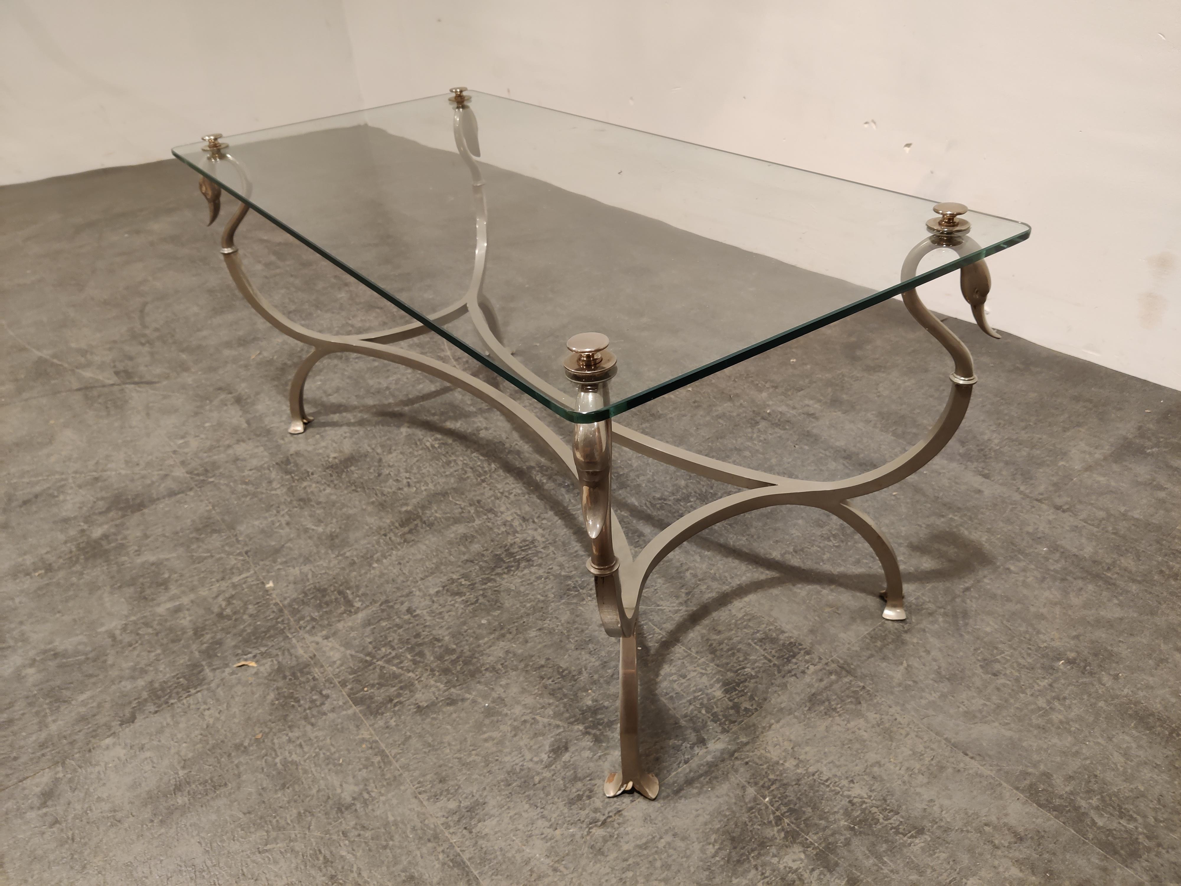 French Vintage Swan Coffee Table, 1970s