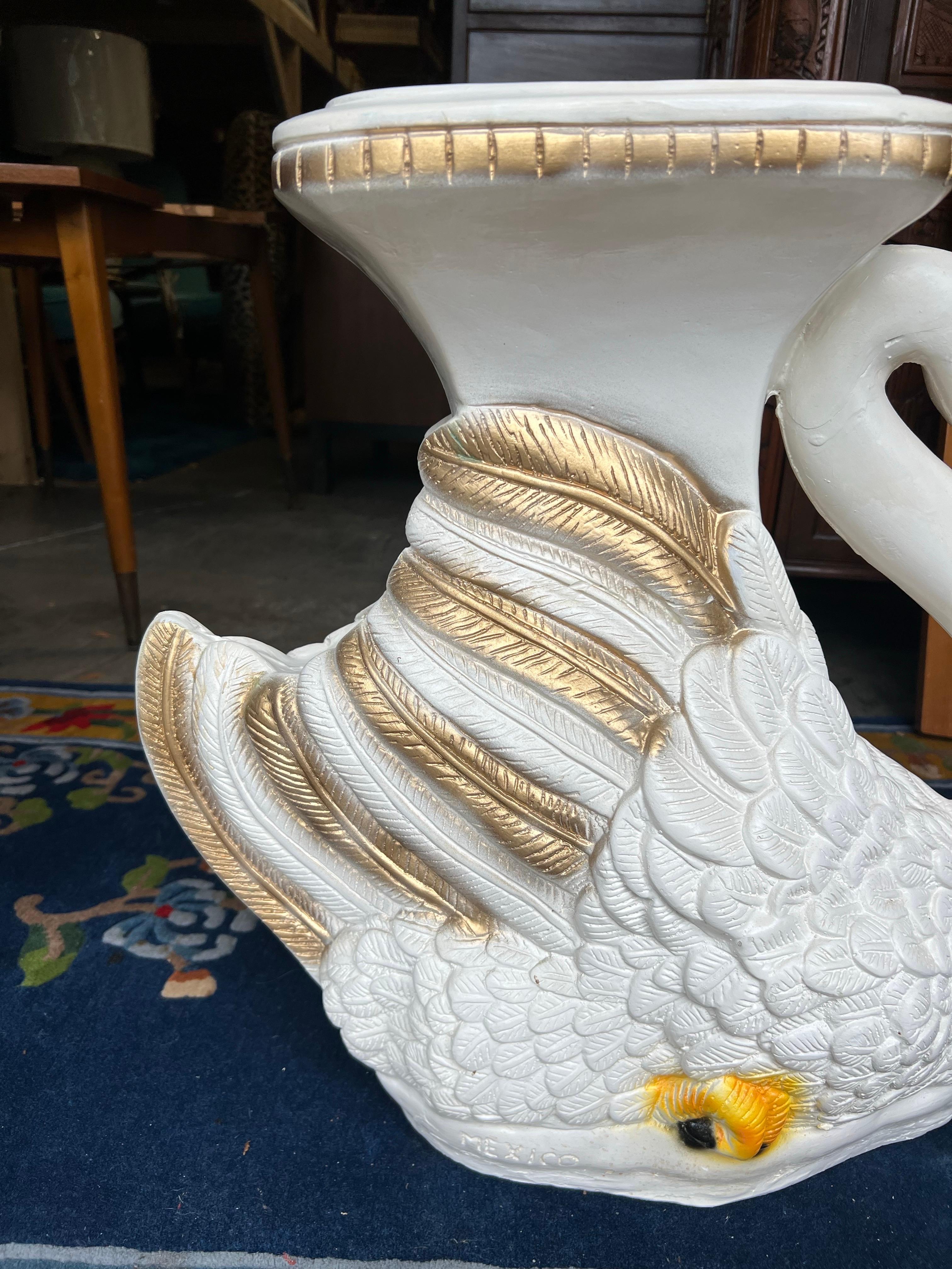 Vintage Swan Garden Stool in White and Gold 4