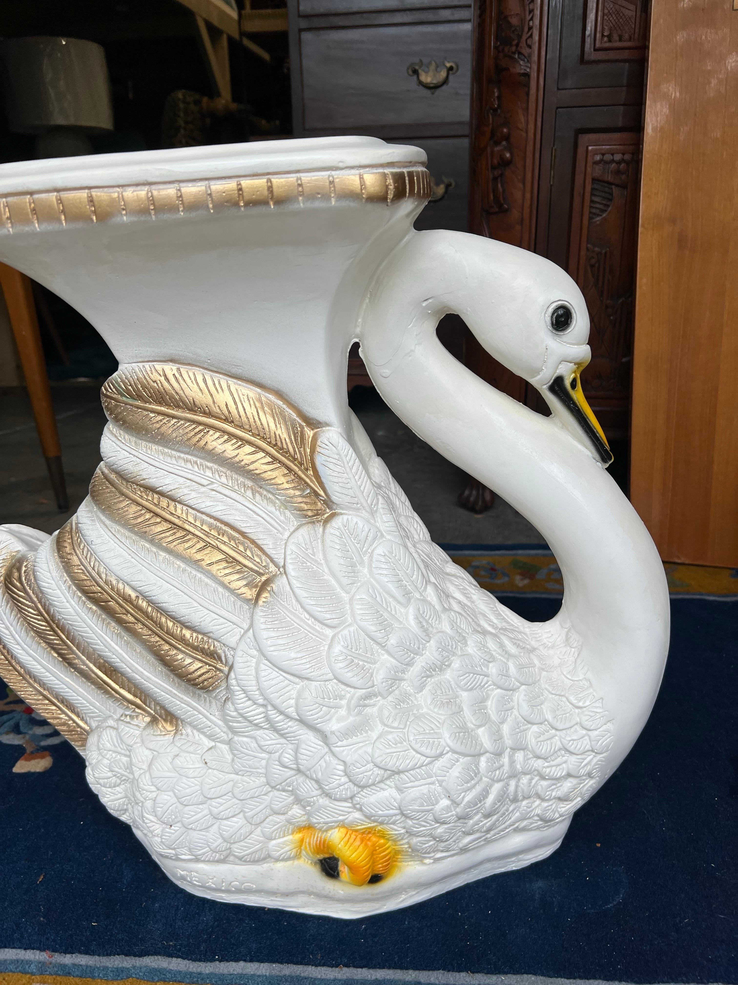 Vintage Swan Garden Stool in White and Gold 5