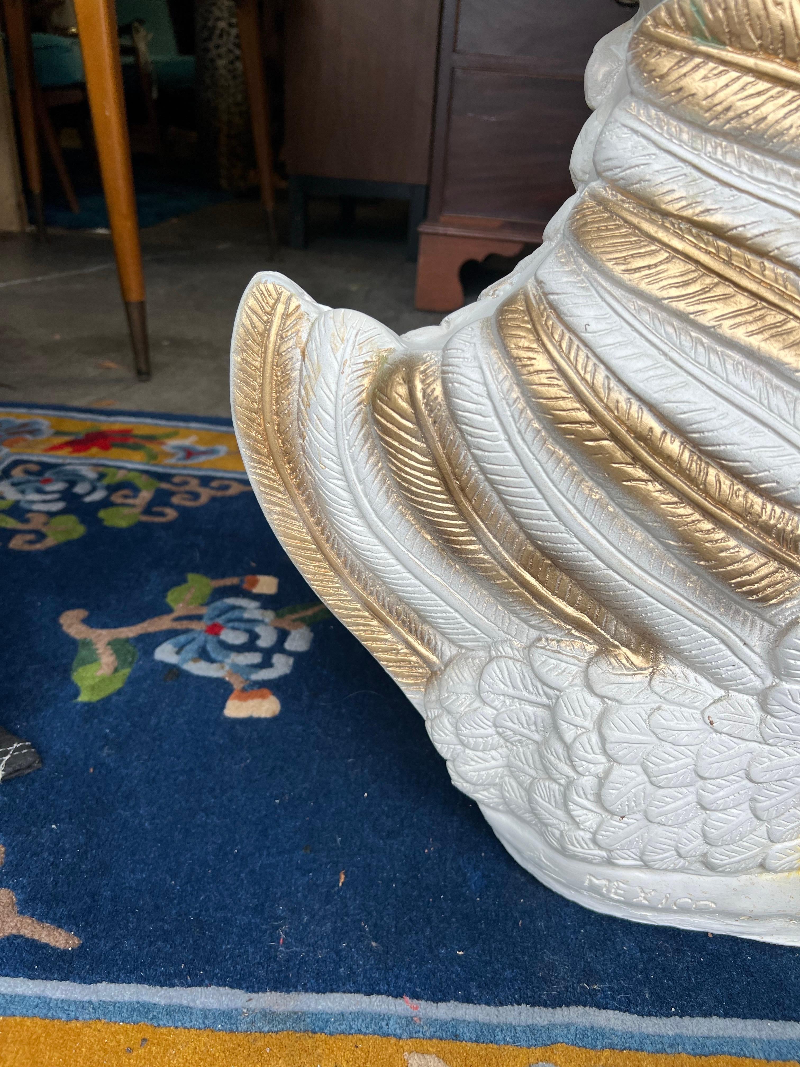 Vintage Swan Garden Stool in White and Gold 6