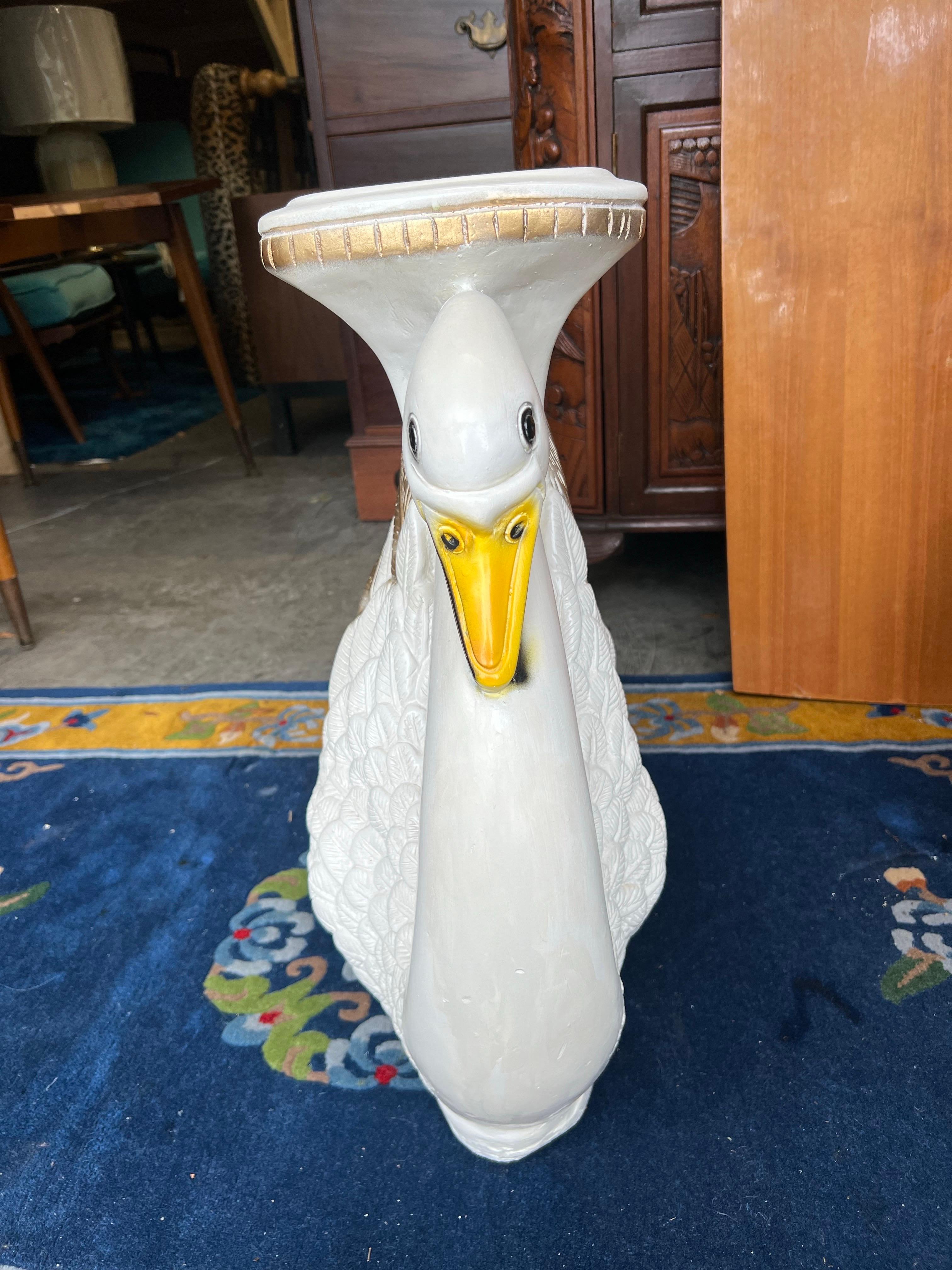 Vintage Swan Garden Stool in White and Gold.  Hand painted.  Circa 1980’s, Mexico
