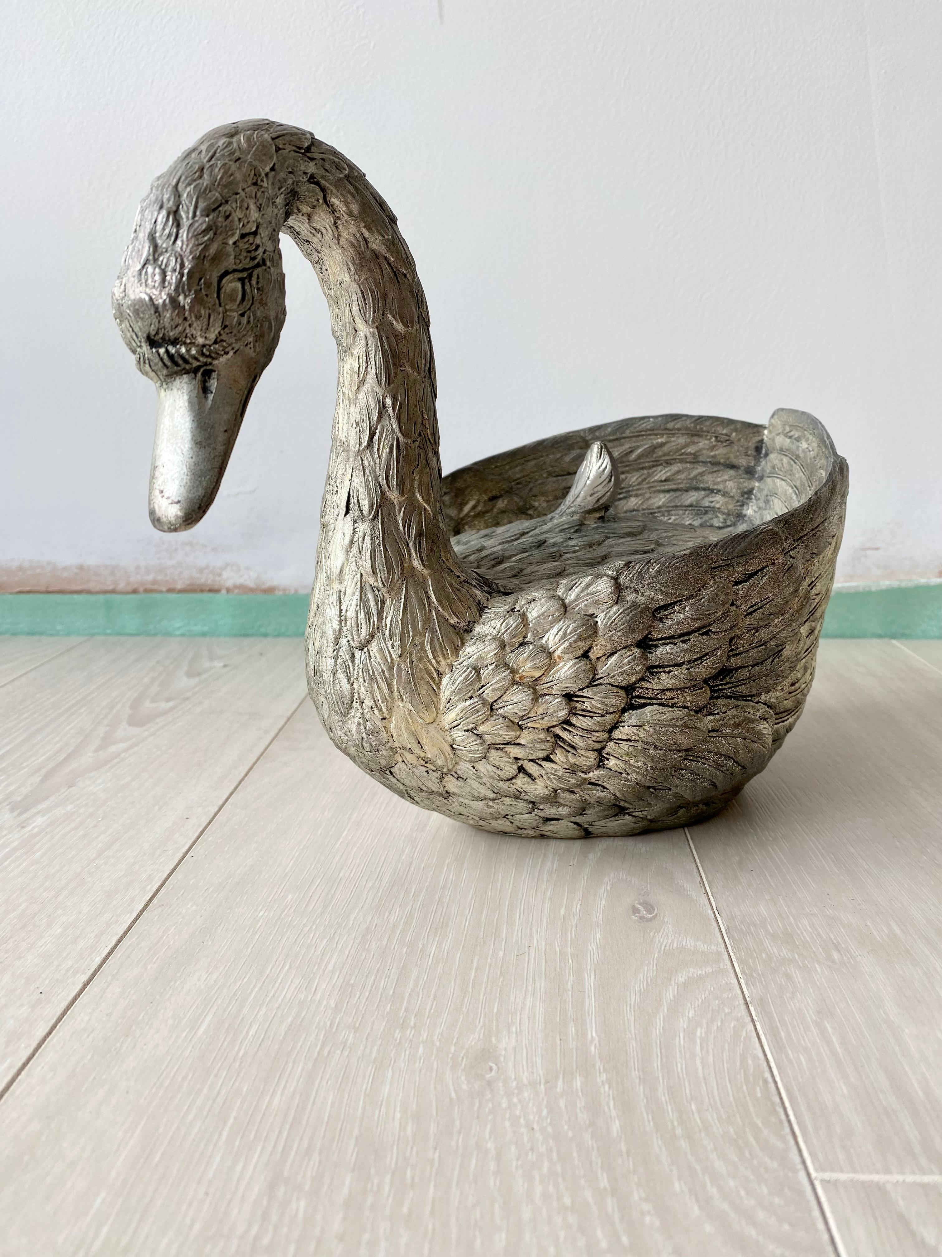 Italian Vintage Swan Ice Bucket by Mauro Manetti For Sale