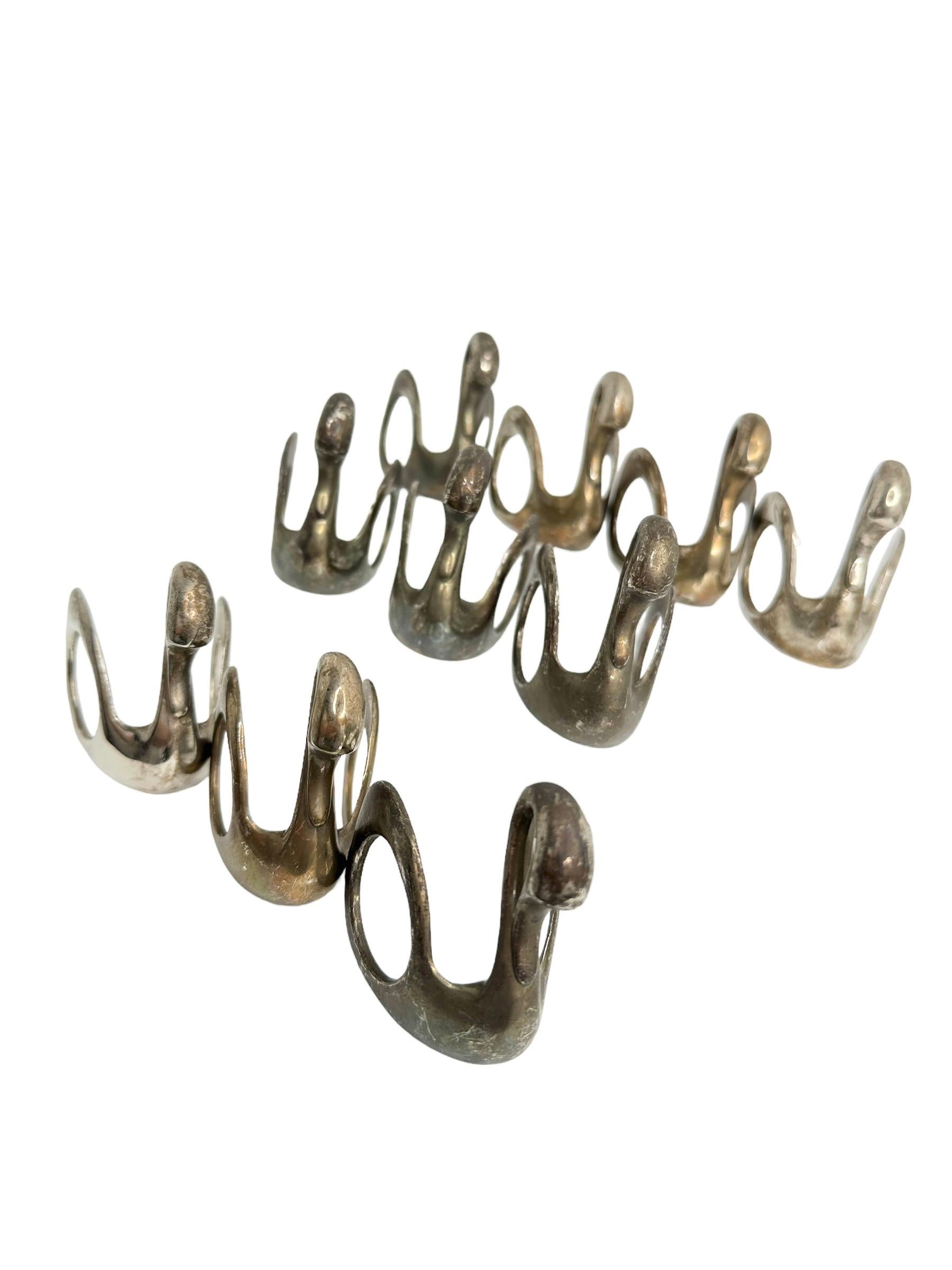 Vintage Swan Napkin Rings, Set of Ten, Silver Plate Nickel Germany 1960s For Sale 5