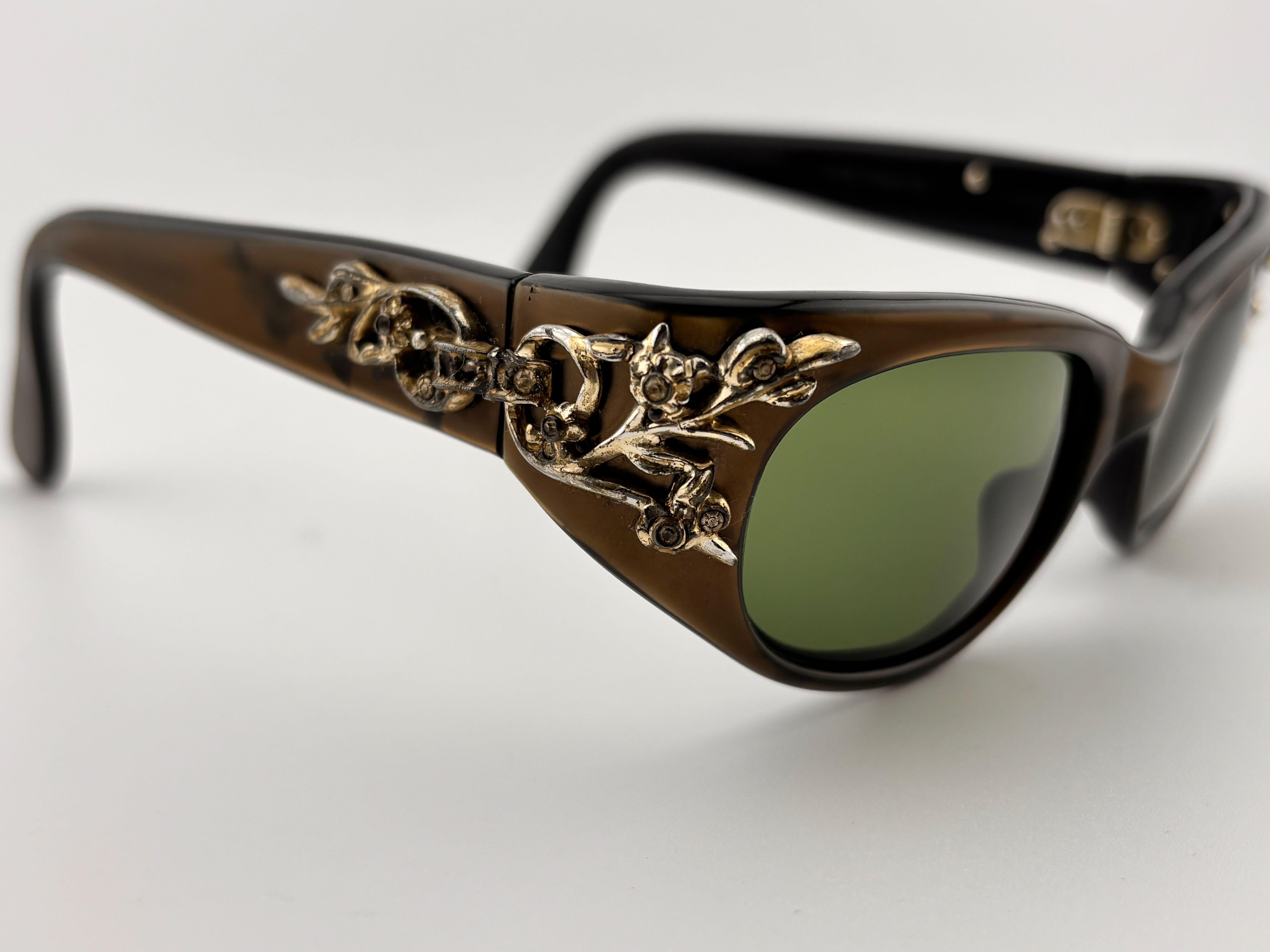 Lunettes de soleil vintage Swank Cat Eye 3820 Midcentury 1960's Made in France en vente 2