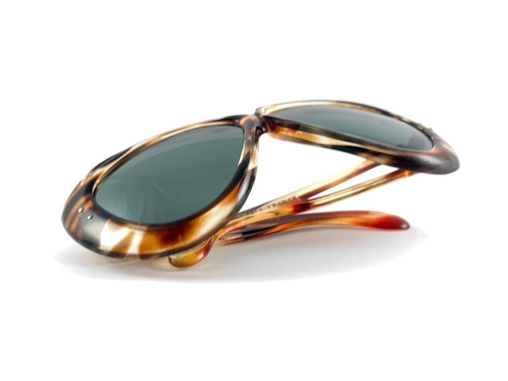 Vintage Swank Marbled Oversized Translucent  1970'S Sunglasses Made In France For Sale 7