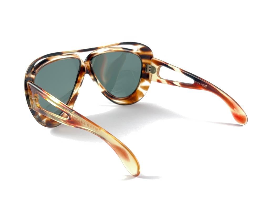 Vintage Swank Marbled Oversized Translucent  1970'S Sunglasses Made In France For Sale 4