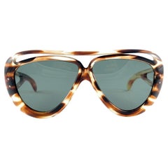 Vintage Swank Marmoriert Übergroß Transluzent  1970'S Sonnenbrille Made in France