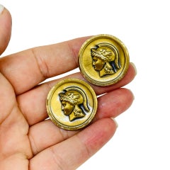 Vintage SWANK signed gold tone Roman soldier designer cufflinks
