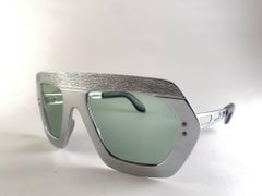 Vintage Swank Silver Light Green Lenses 1970's Sunglasses Made In France