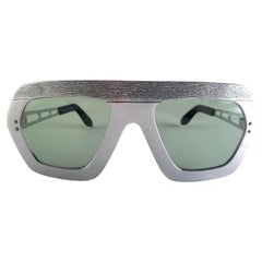 Vintage Swank Silver Light Green Lenses 1970's Sunglasses Made In France