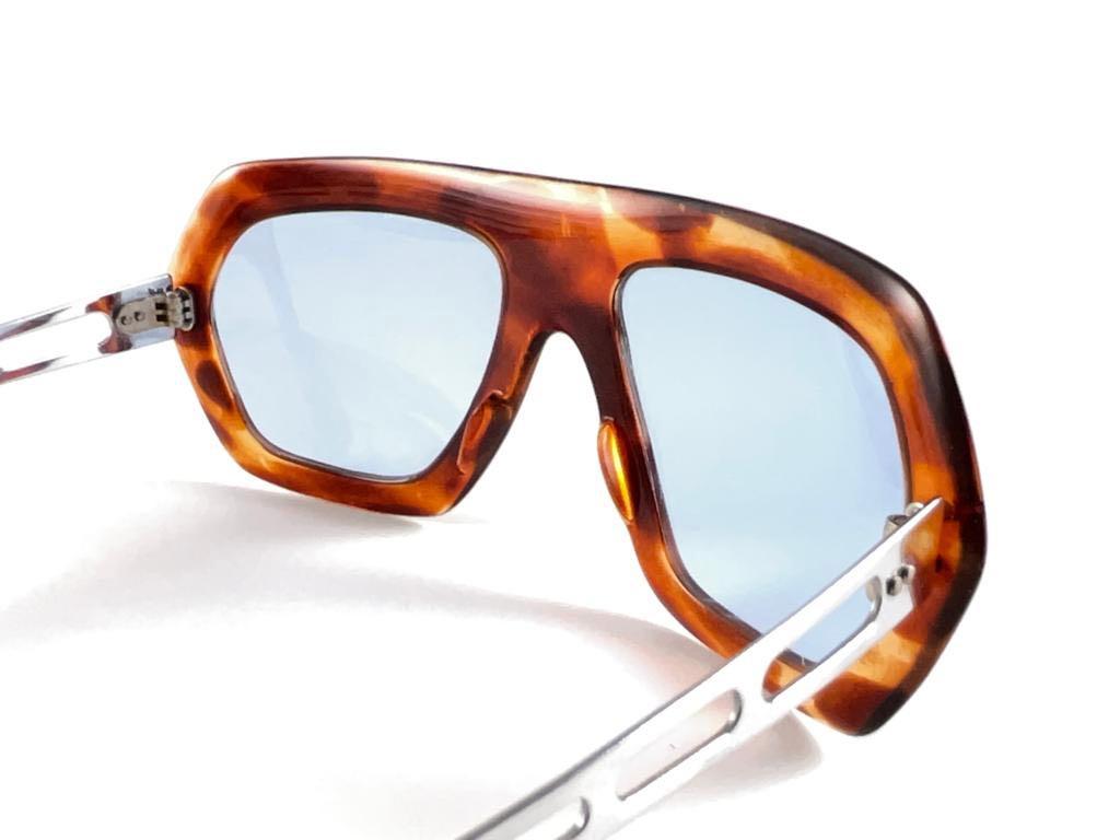 Vintage Swank Tortoise Medium Grey Lenses 1970's Sunglasses Made In France 3