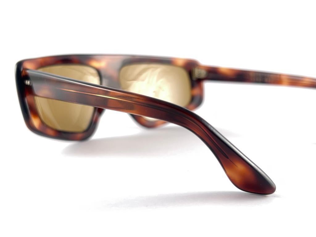 Vintage Swank Tortoise Oversized Translucent 70'S Sunglasses Made In France For Sale 2