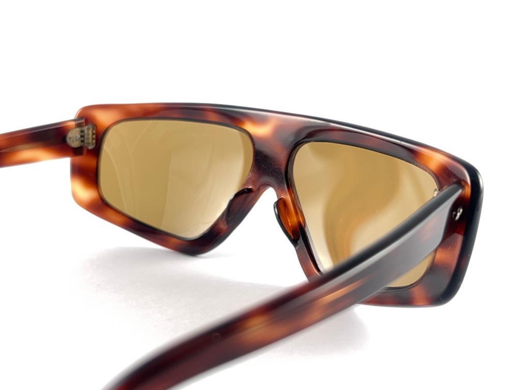 Vintage Swank Tortoise Oversized Translucent 70'S Sunglasses Made In France For Sale 4