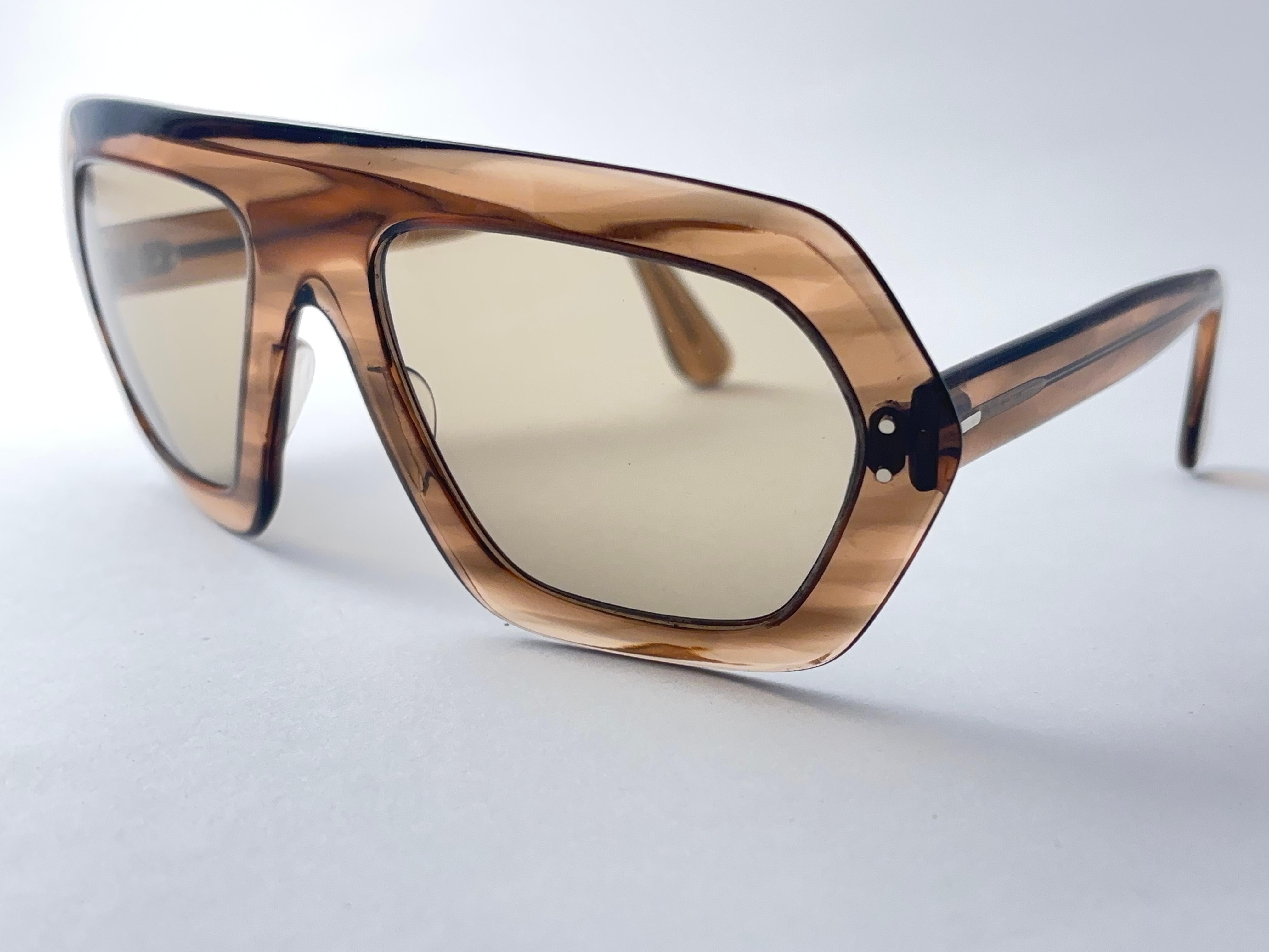 Vintage Swank Máscara Toffee Translúcida Años 70 Gafas de sol Made In France en venta 1