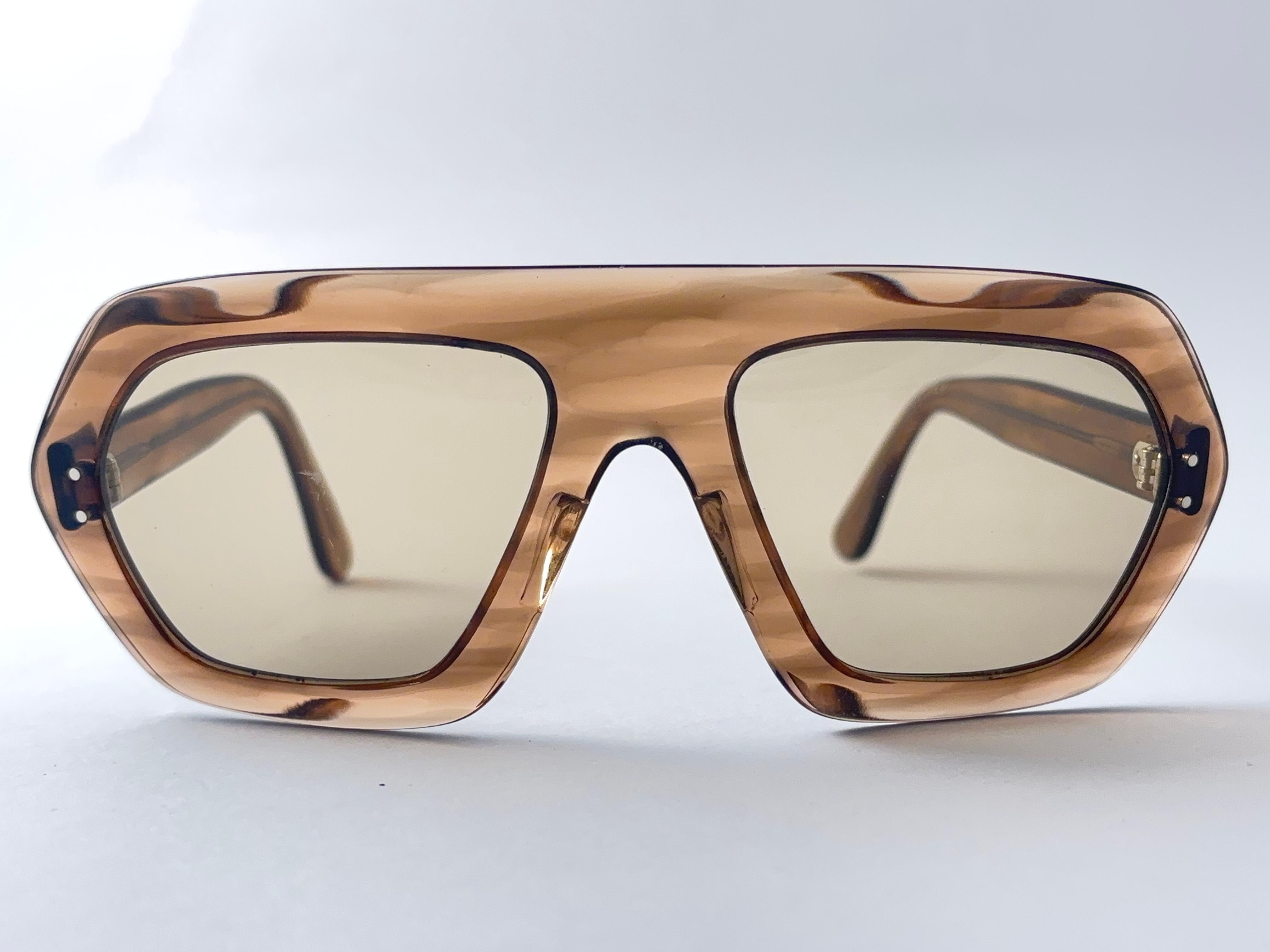 Vintage Swank Máscara Toffee Translúcida Años 70 Gafas de sol Made In France en venta 2